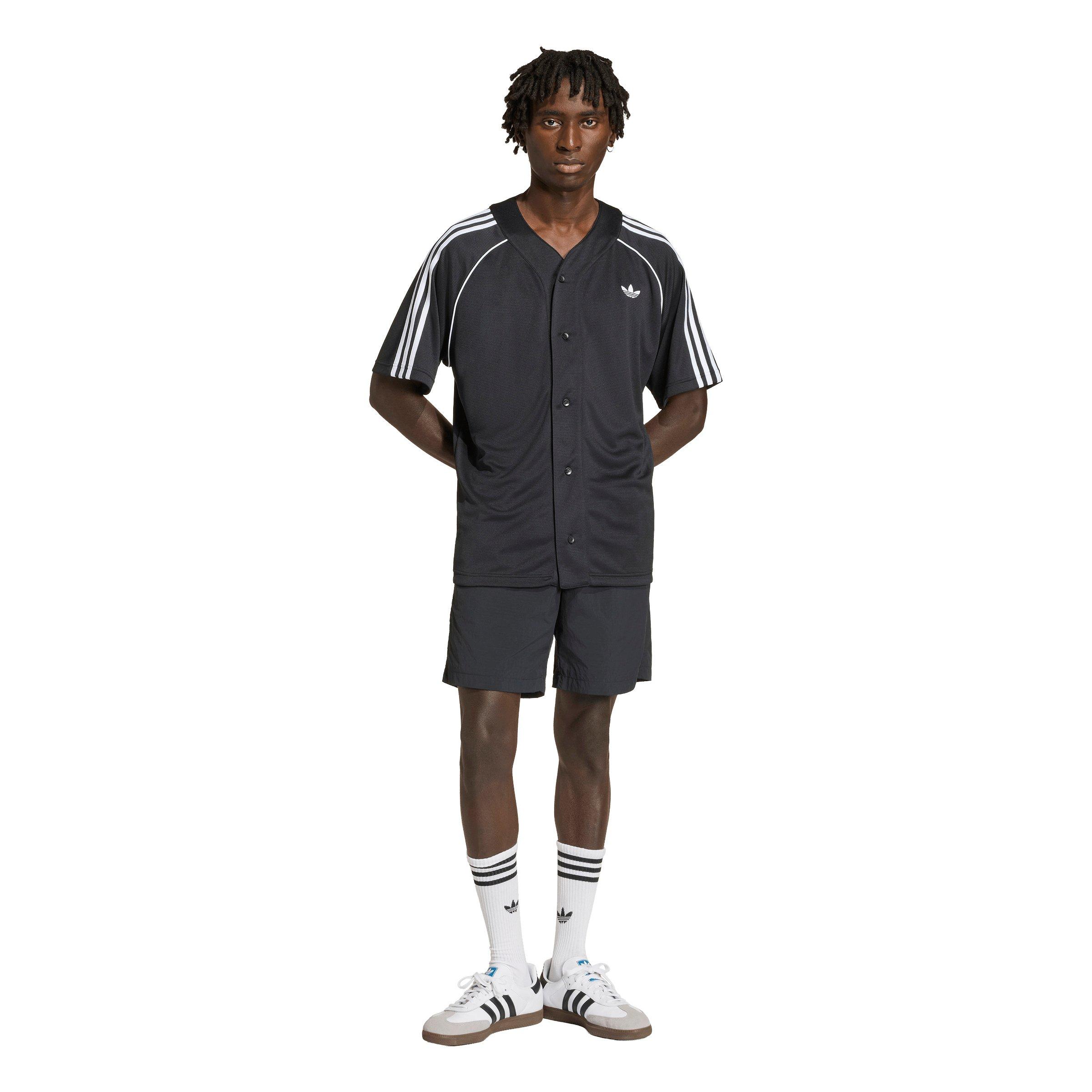 adidas Originals Men's Adicolor Baseball Jersey - Black/White - BLACK/WHITE Thumbnail View 5