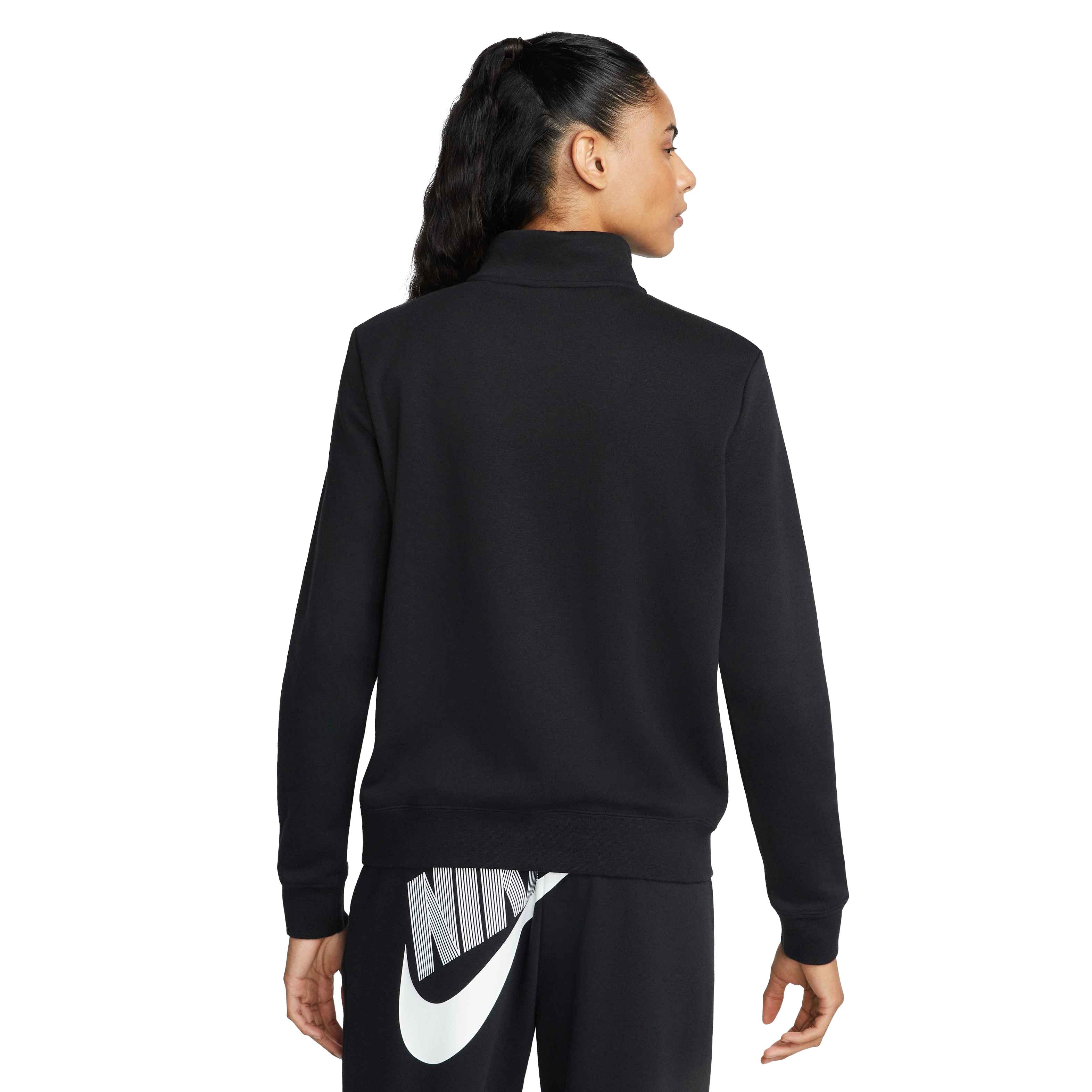 Nike Women's Sportswear Club Fleece 1/2-Zip Sweatshirt - BLACK Thumbnail View 2