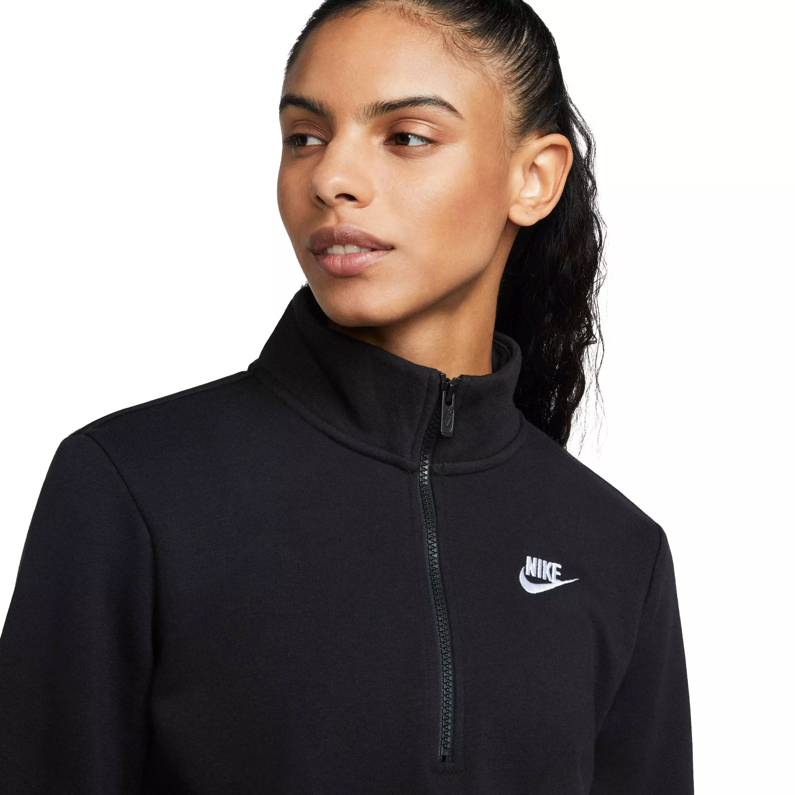 Nike Women's Sportswear Club Fleece 1/2-Zip Sweatshirt - BLACK