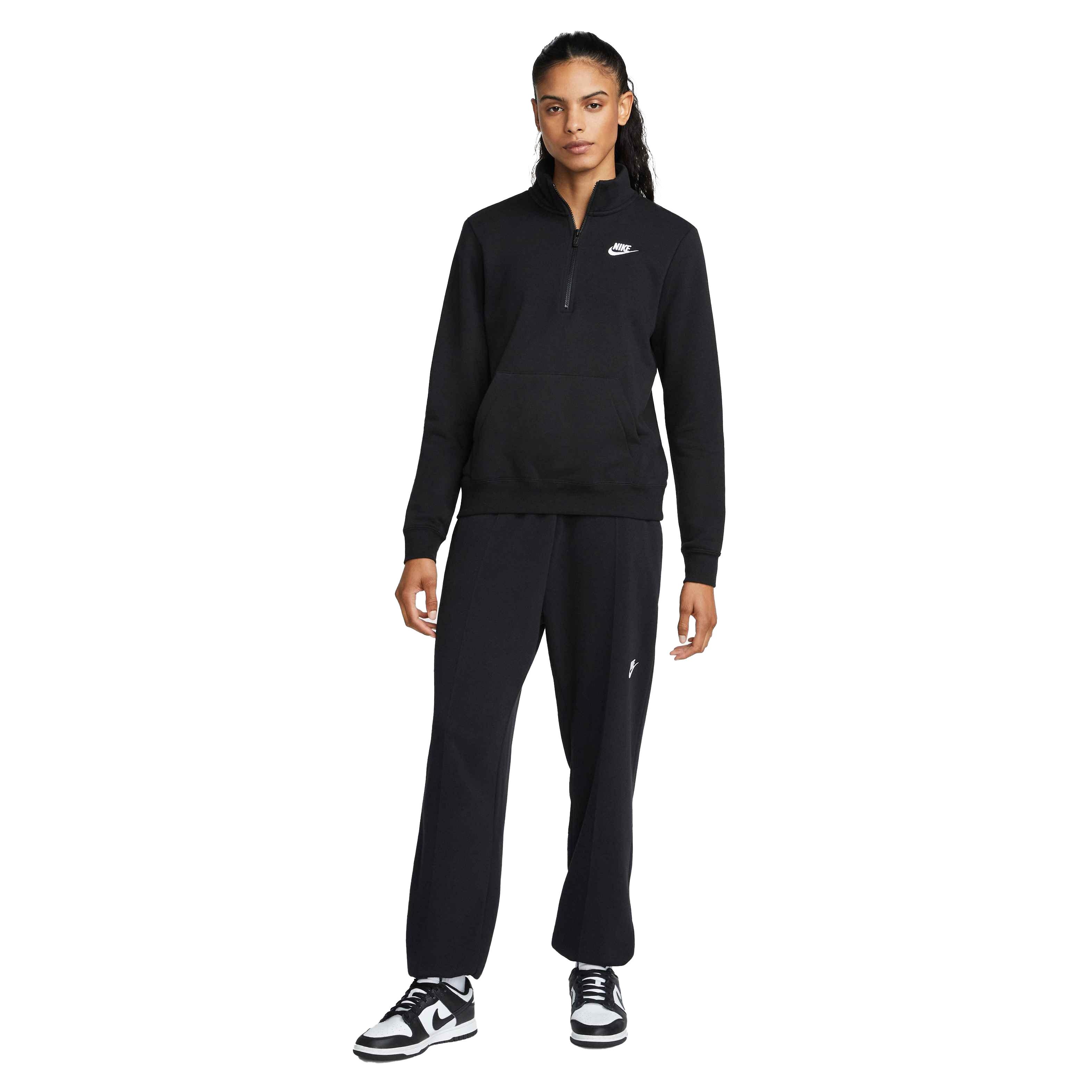 Nike Women's Sportswear Club Fleece 1/2-Zip Sweatshirt - BLACK Thumbnail View 5