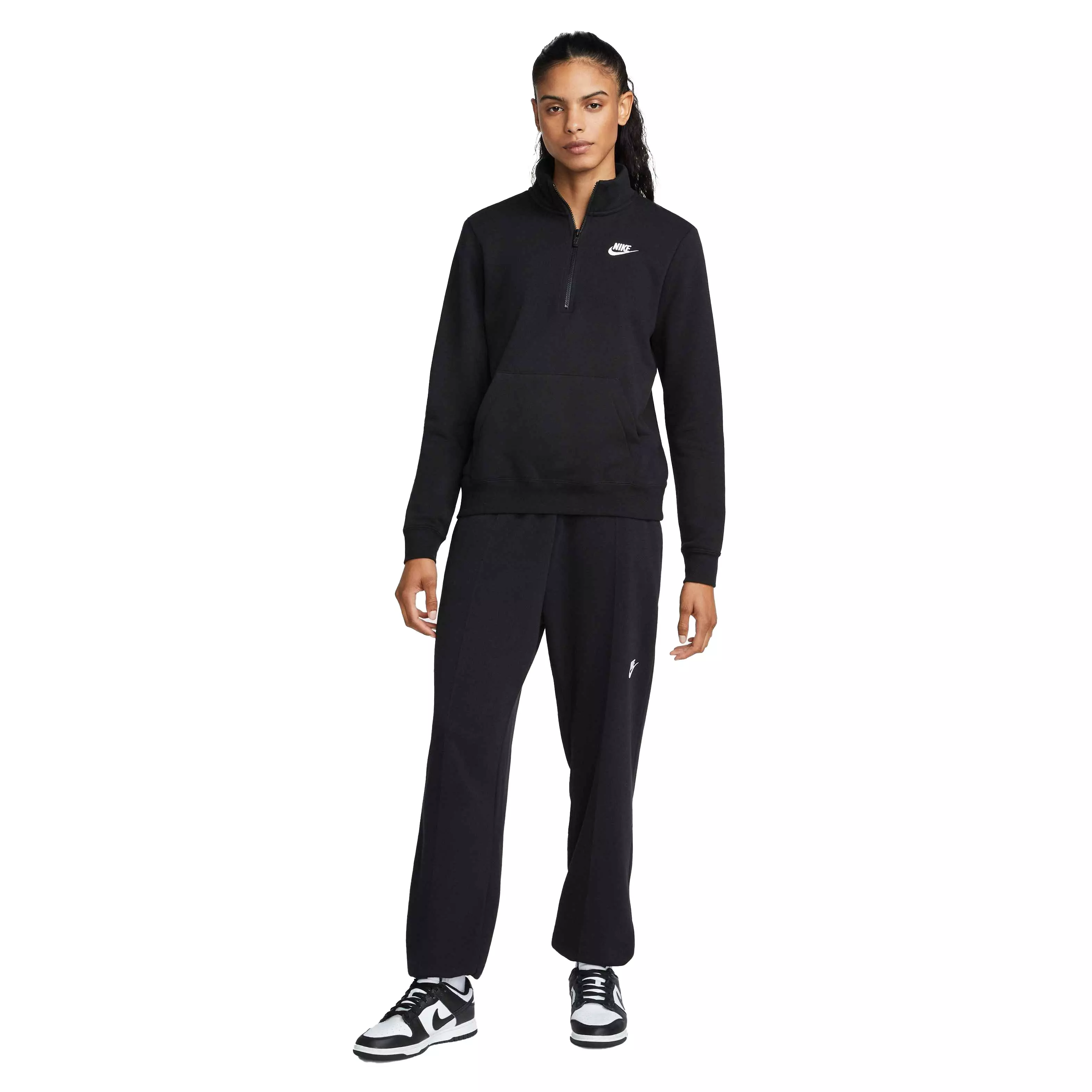 Nike Women's Sportswear Club Fleece 1/2-Zip Sweatshirt - BLACK