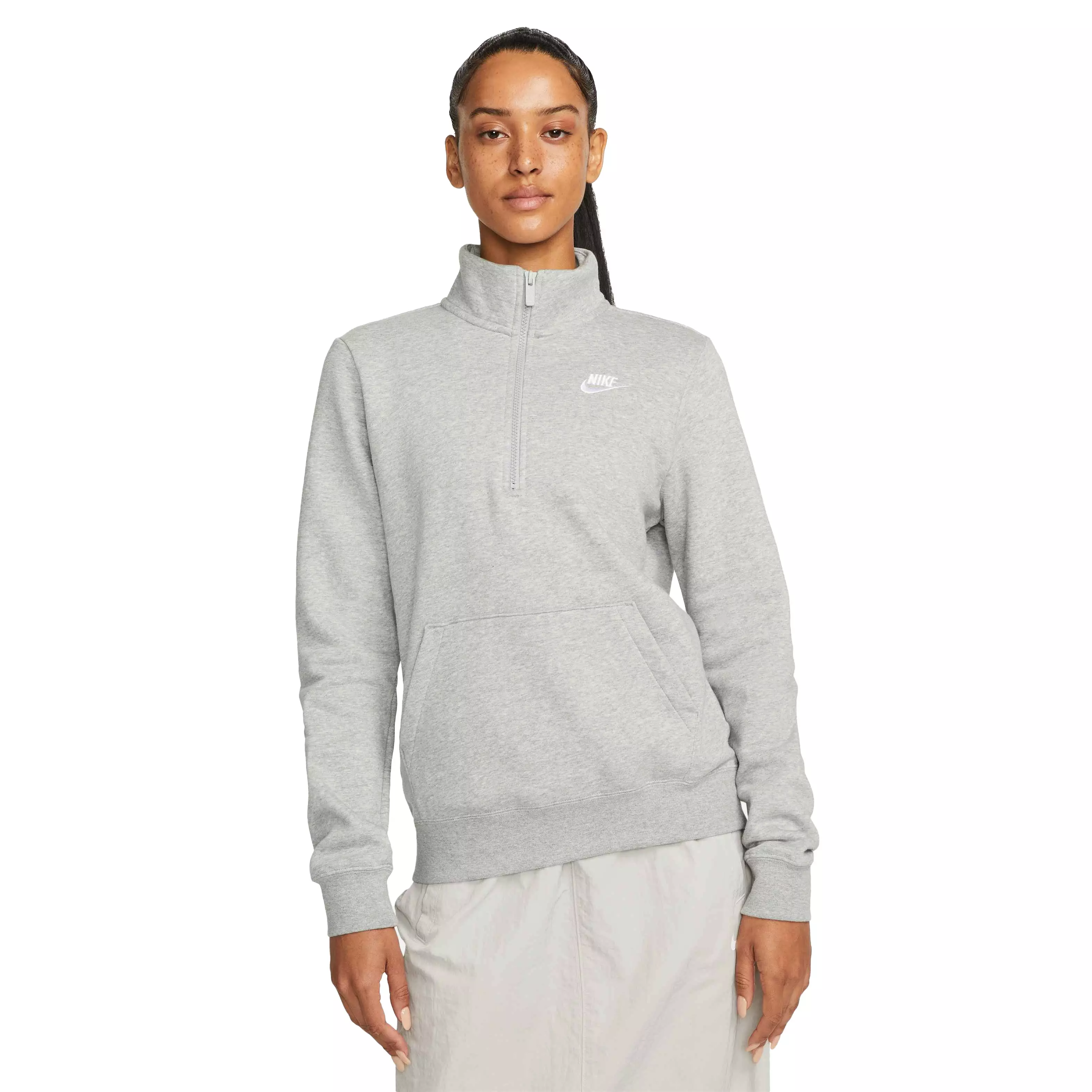 Nike Women's Sportswear Club Fleece 1/2-Zip Sweatshirt - GREY