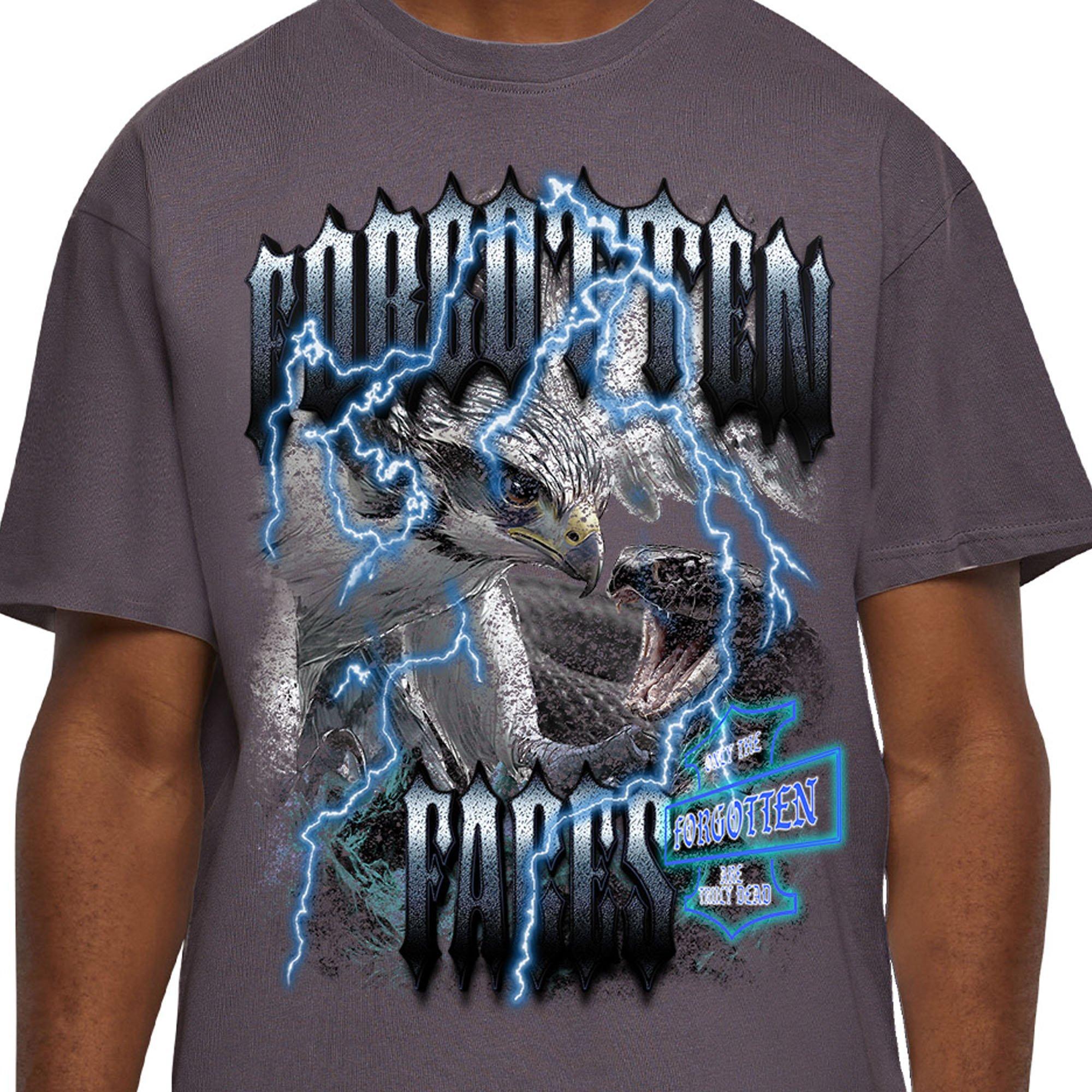 Forgotten Faces Men's Hawk & Python Tee - GREY Thumbnail View 3