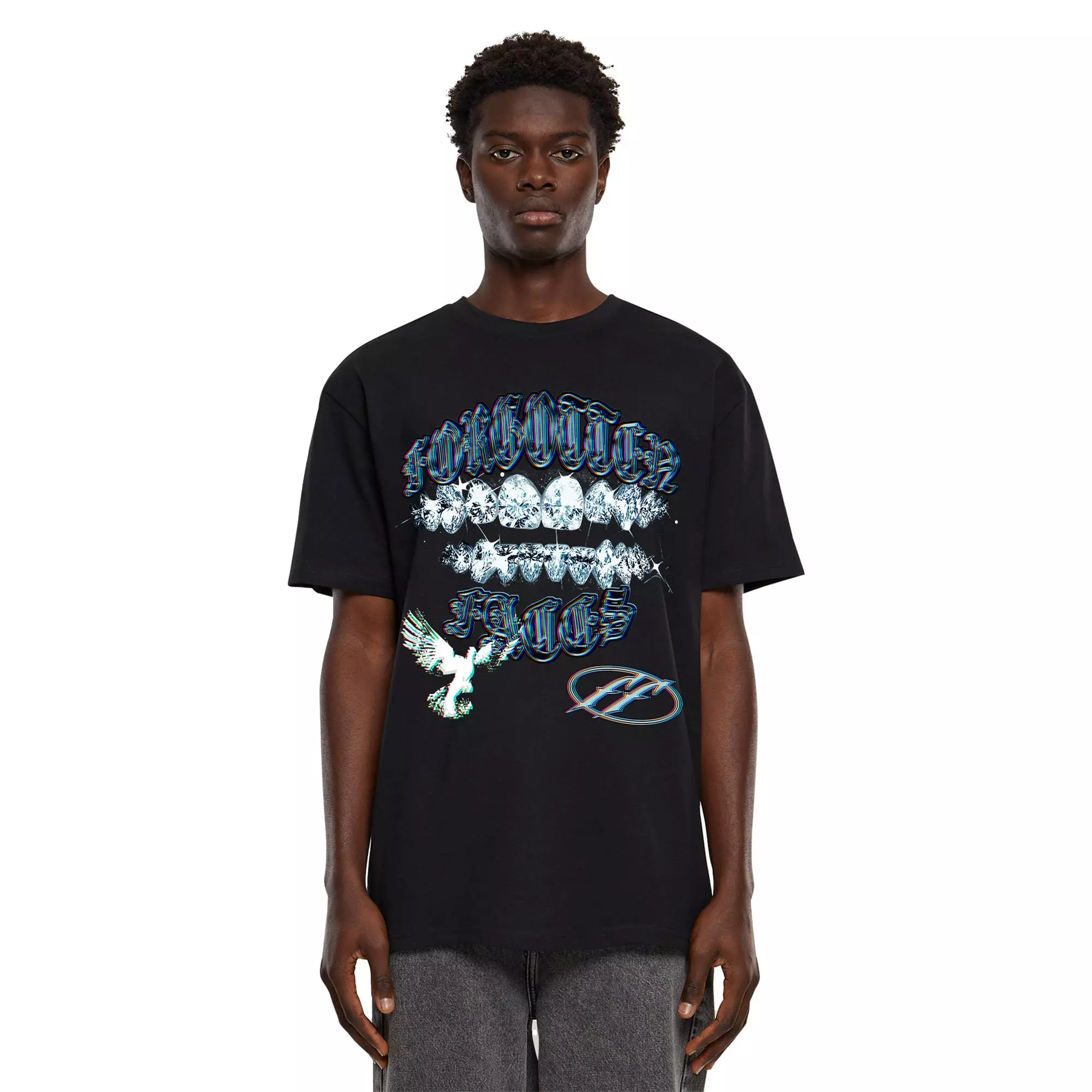 Forgotten Faces Men's Diamond Grill Tee - BLACK