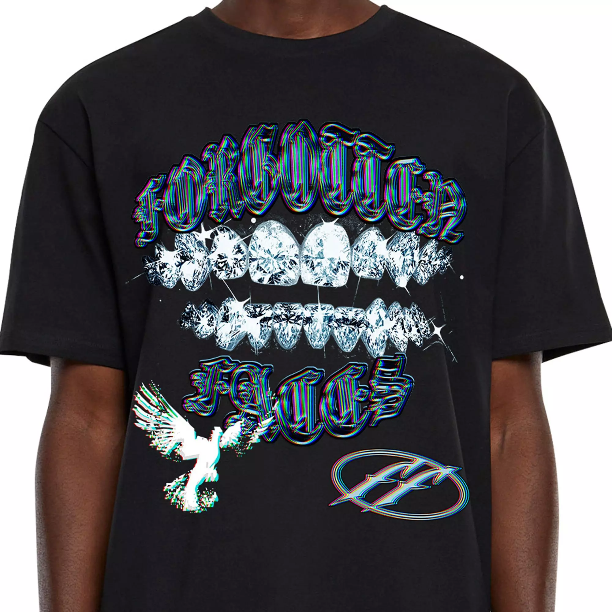 Forgotten Faces Men's Diamond Grill Tee - BLACK