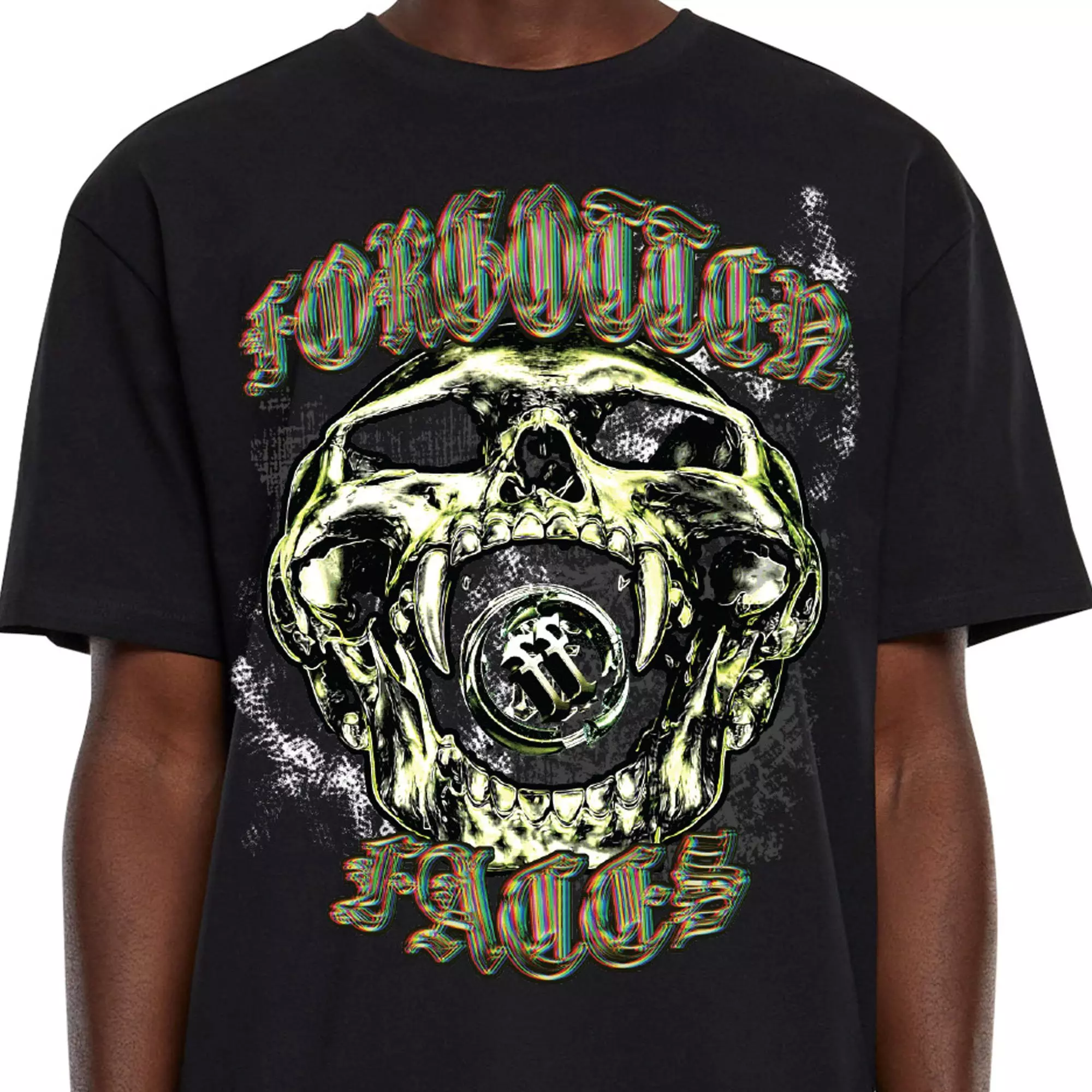 Forgotten Faces Men's Pixel Skull Tee - BLACK