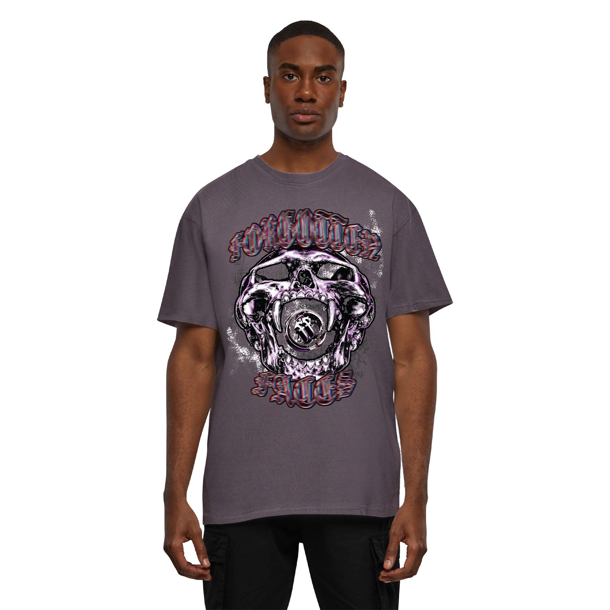 Forgotten Faces Men's Pixel Skull Tee - GREY Thumbnail View 1