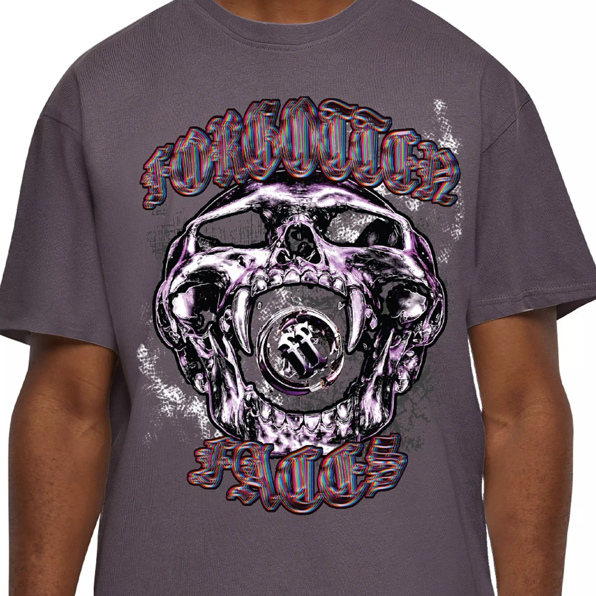Forgotten Faces Men's Pixel Skull Tee - GREY