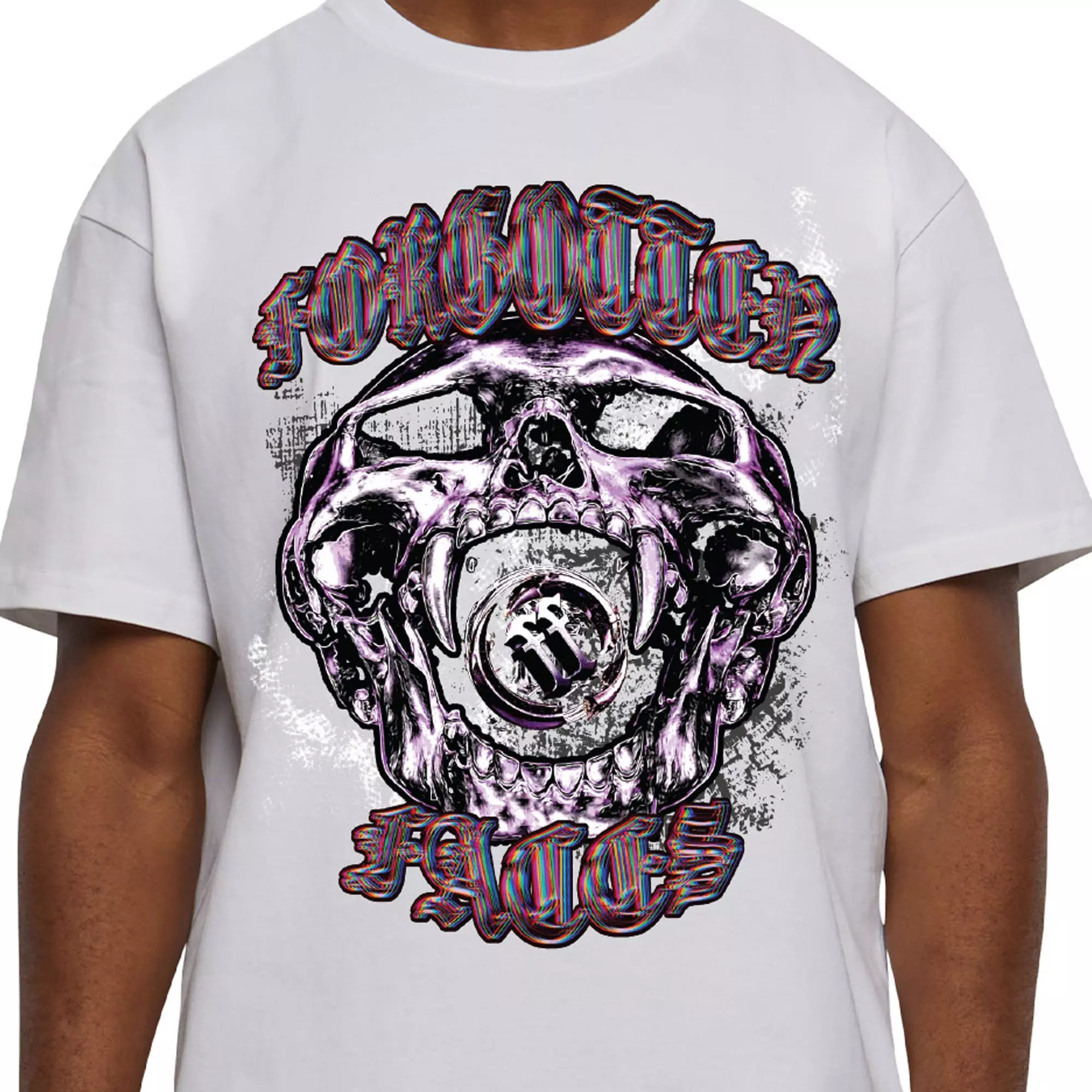 Forgotten Faces Men's Pixel Skull Tee - WHITE