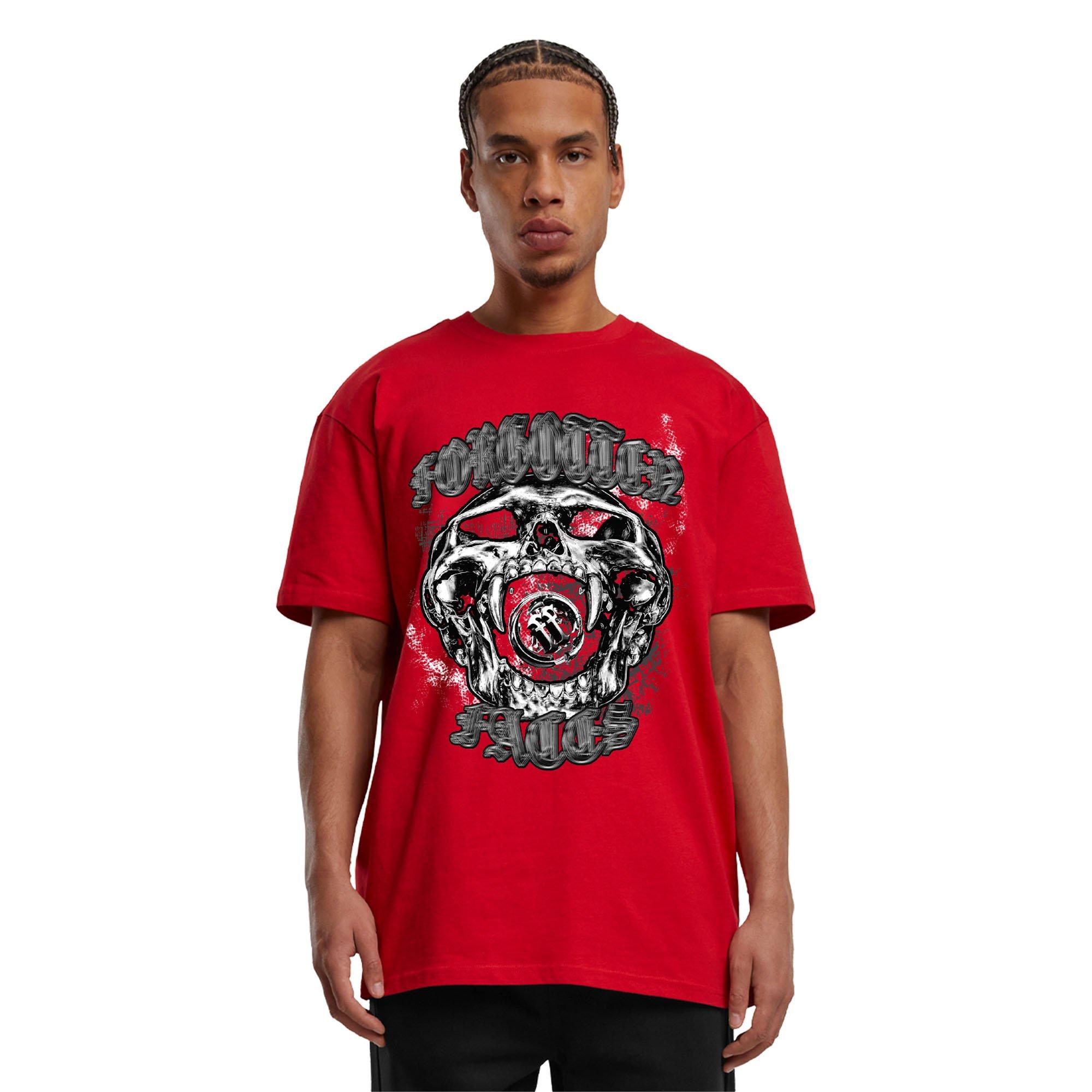 Forgotten Faces Men's Pixel Skull Tee - RED Thumbnail View 1