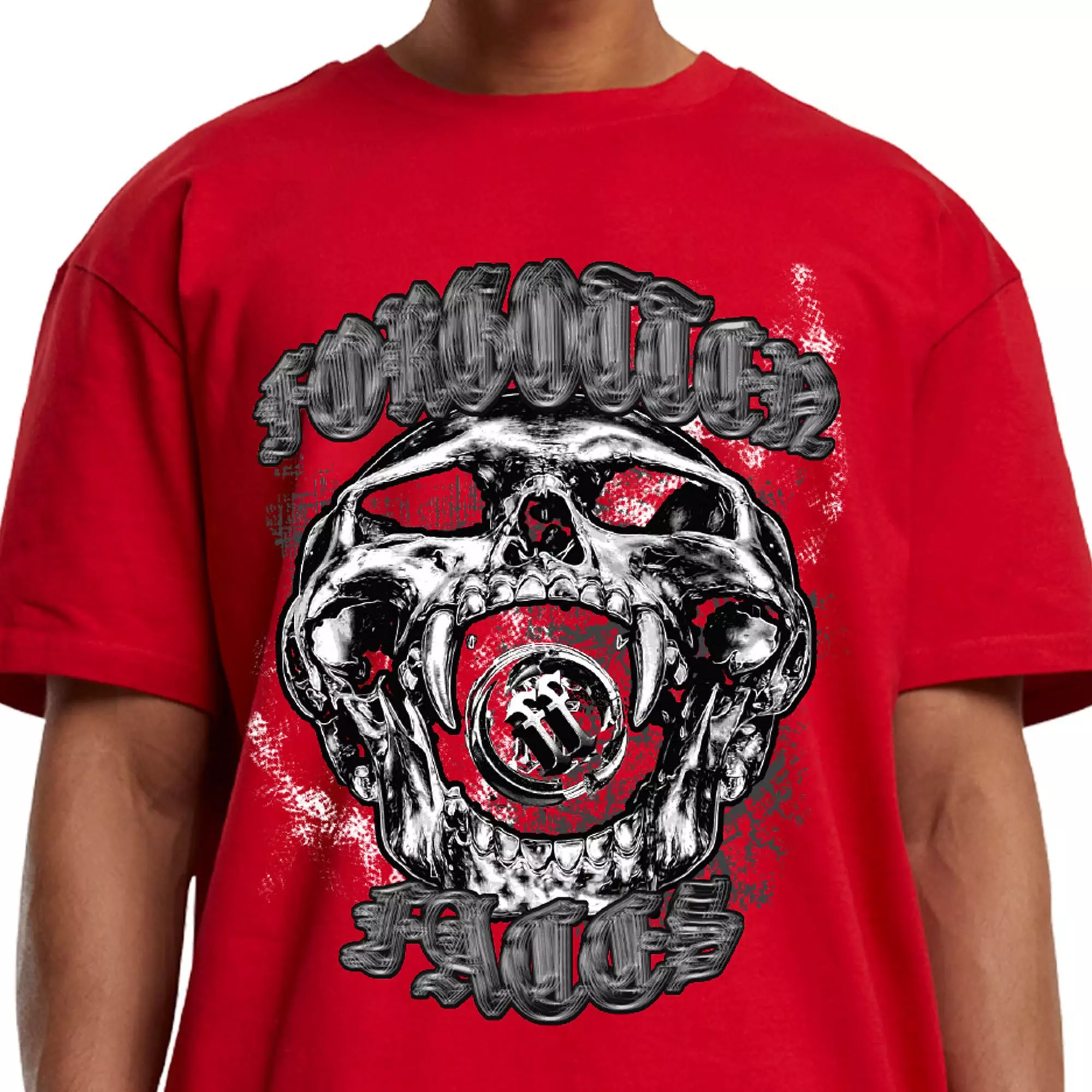 Forgotten Faces Men's Pixel Skull Tee - RED