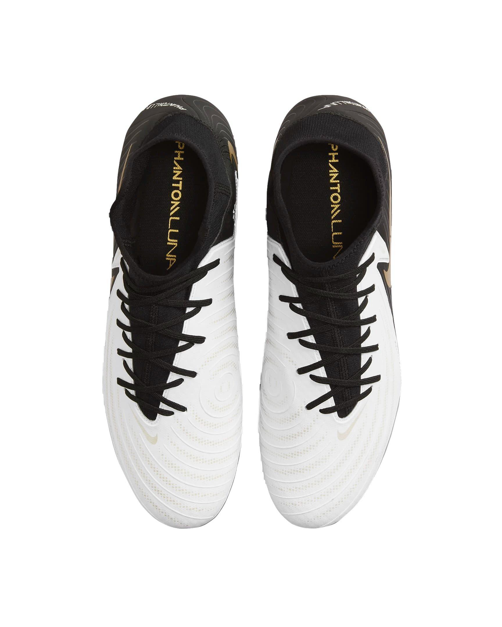 Nike Phantom Luna 2 Academy MG "White/Metallic Gold Coin/Black" Men's Soccer Cleat - WHITE/GOLD/BLACK Thumbnail View 4