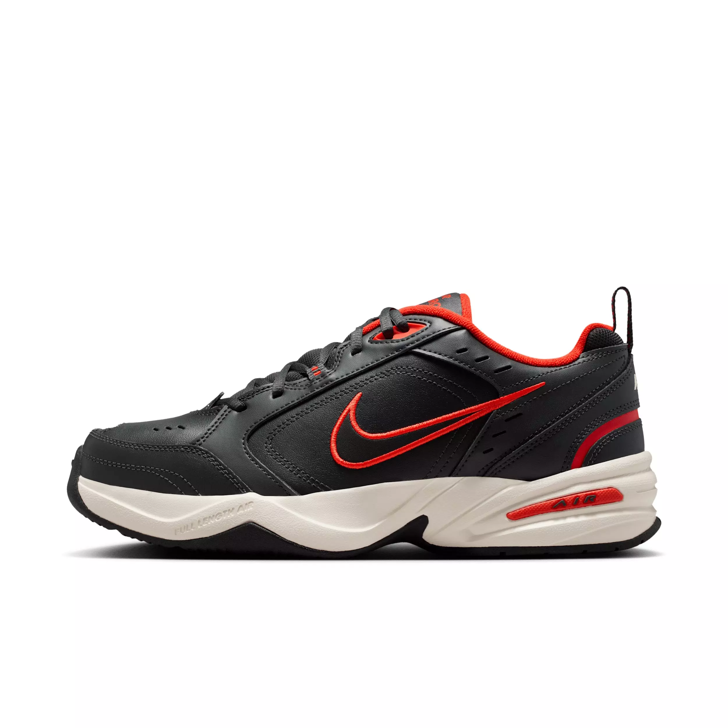 Nike Air Monarch IV "Dark Smoke Grey/Picante Red/Pale Ivory/Black" Men's Shoe - DK GREY/RED/IVORY/BLACK