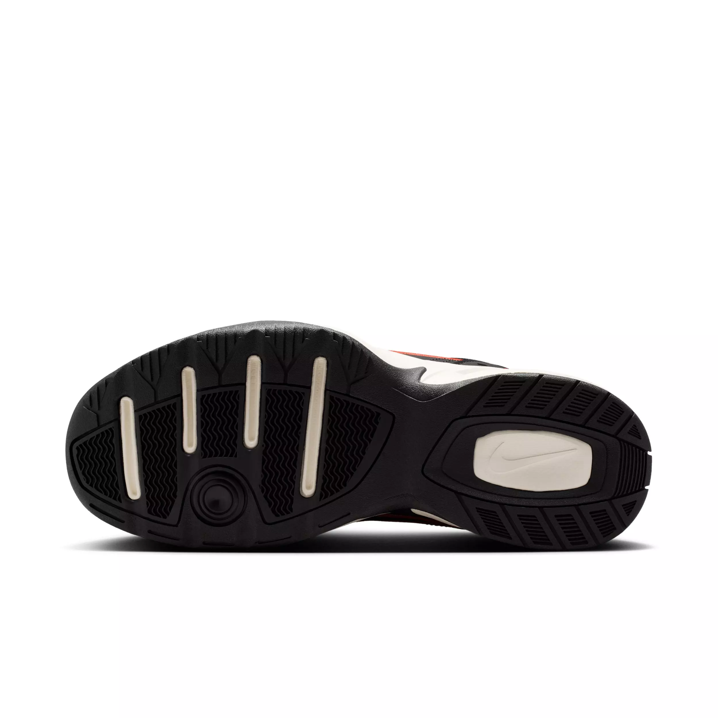 Nike Air Monarch IV "Dark Smoke Grey/Picante Red/Pale Ivory/Black" Men's Shoe - DK GREY/RED/IVORY/BLACK