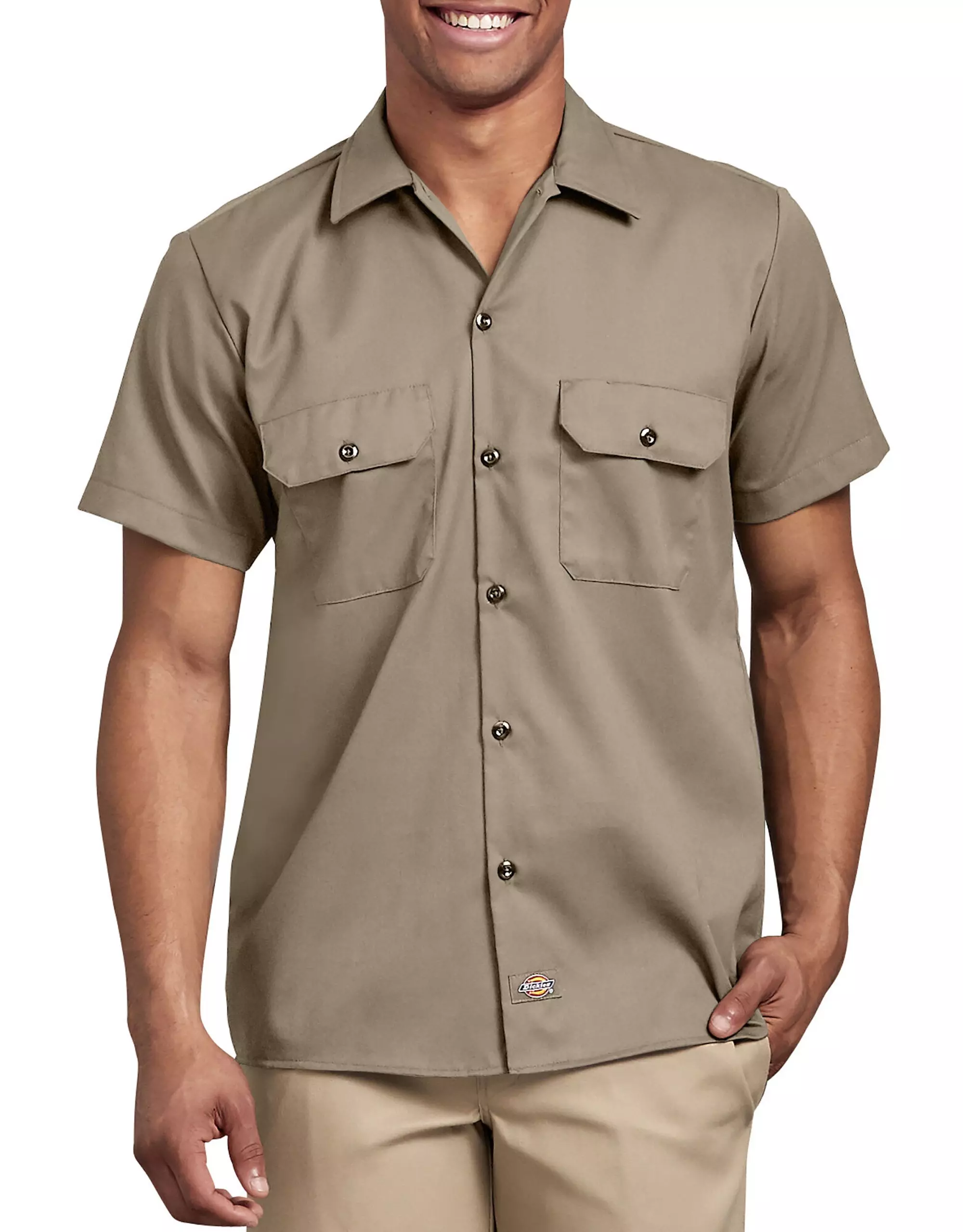 Dickies Men's Flex Twill Short Sleeve "Beige" Work Shirt - SAND