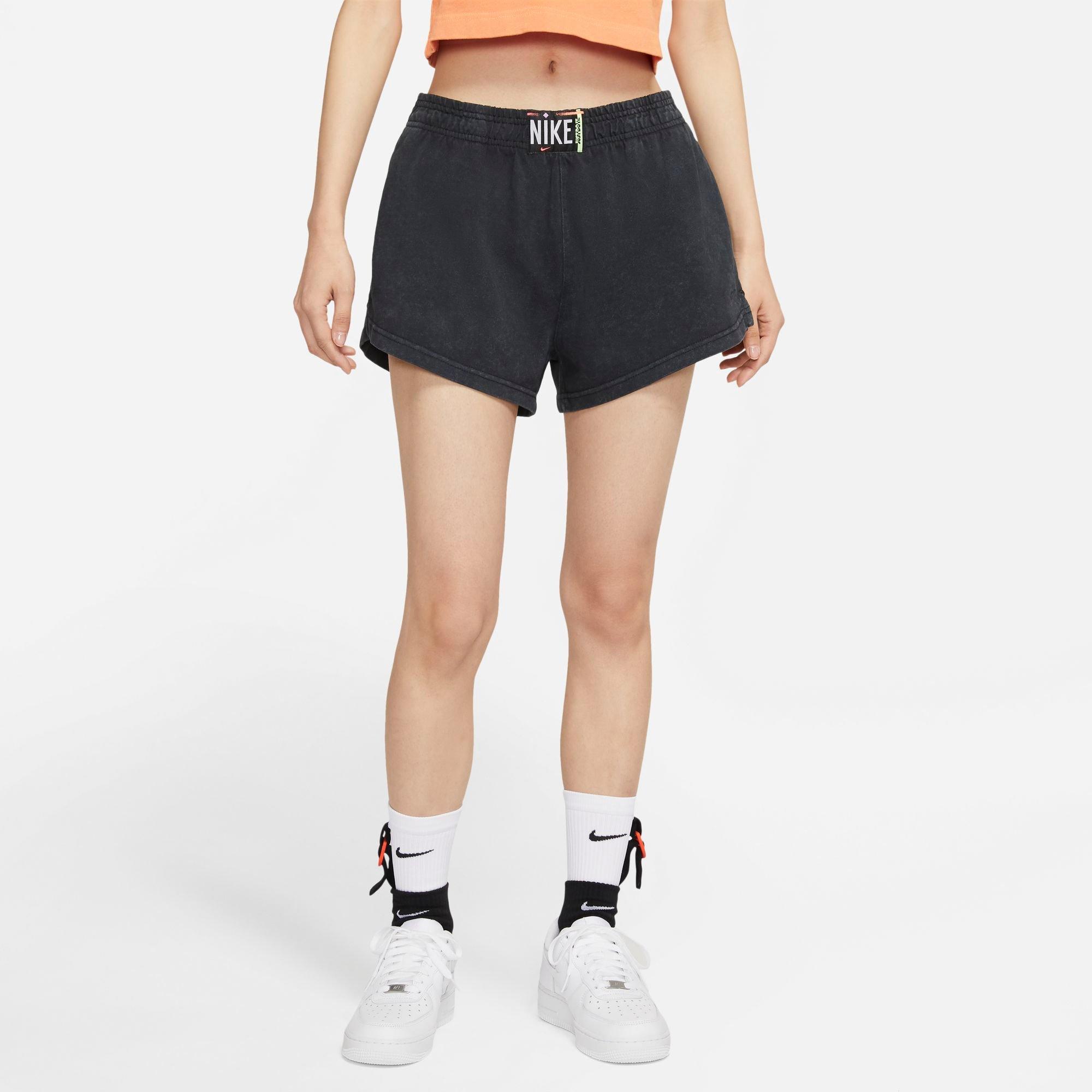 Nike Women's Sportswear Acid Wash Shorts - BLACK Thumbnail View 3