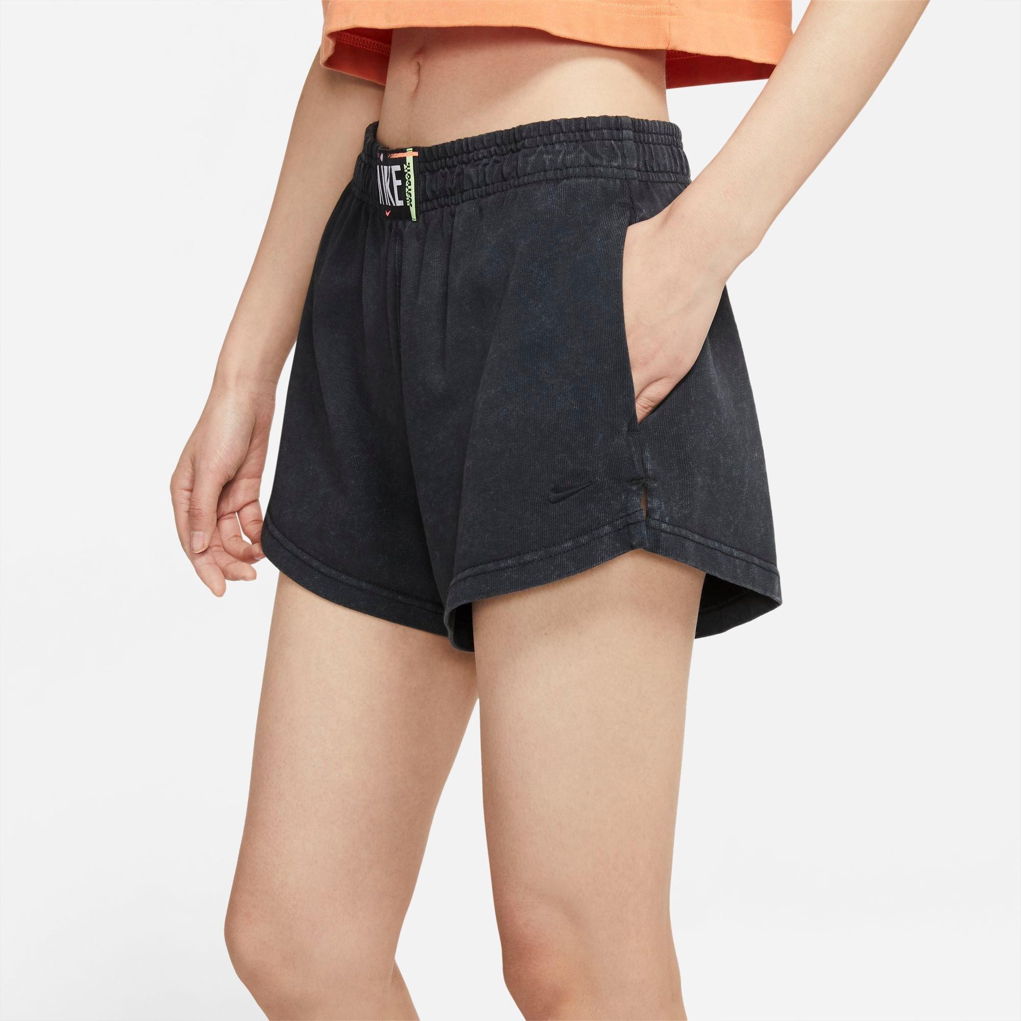 Nike Women's Sportswear Acid Wash Shorts - BLACK Thumbnail View 4