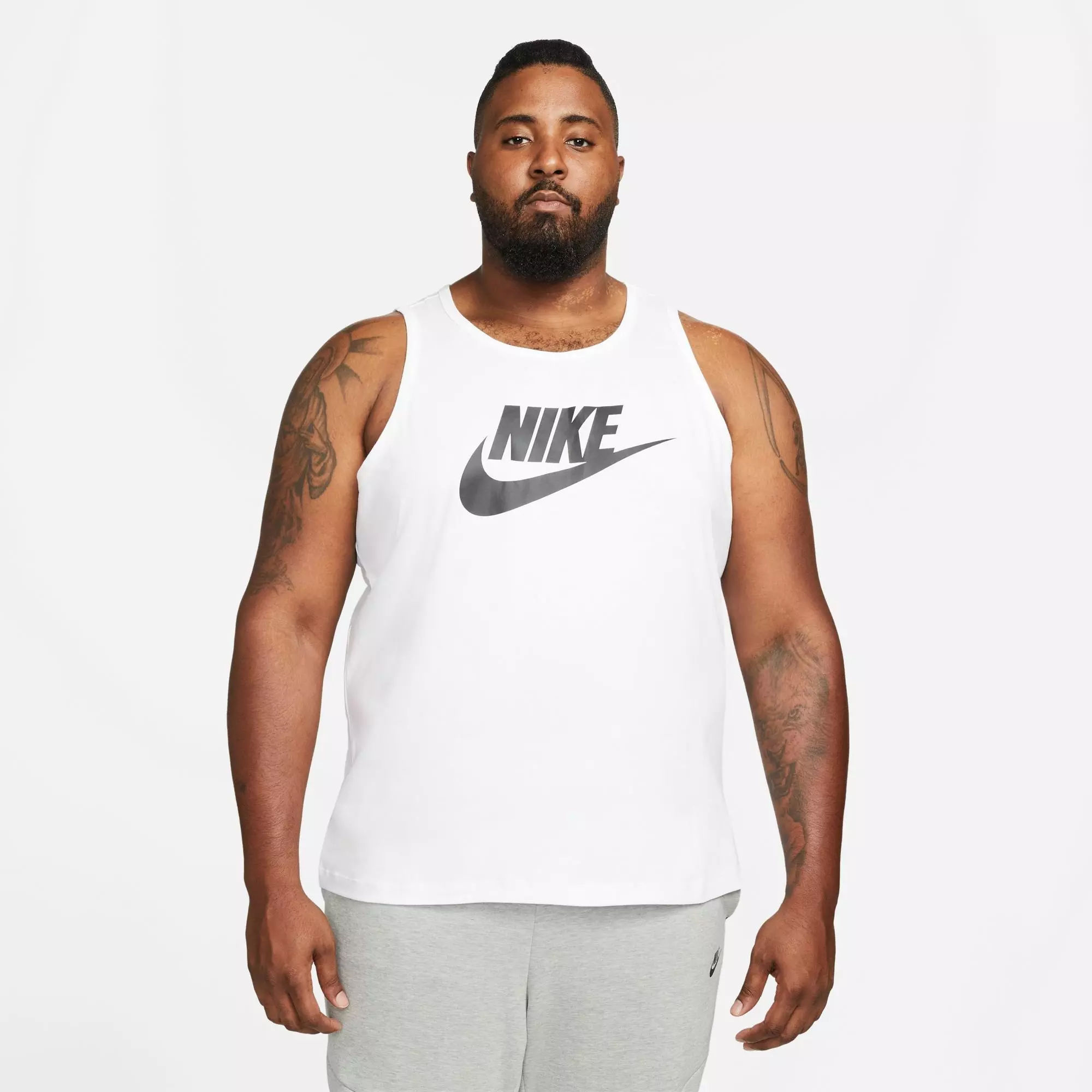 Nike Men's Sportswear Icon Futura Tank Top-White/Black - WHITE/BLACK