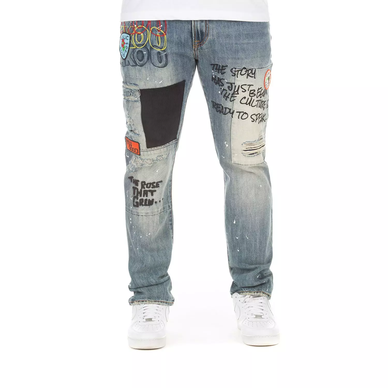 AKOO Men's Light Blue Slim Fit Kingdom Bora Denim Jean - BLUE