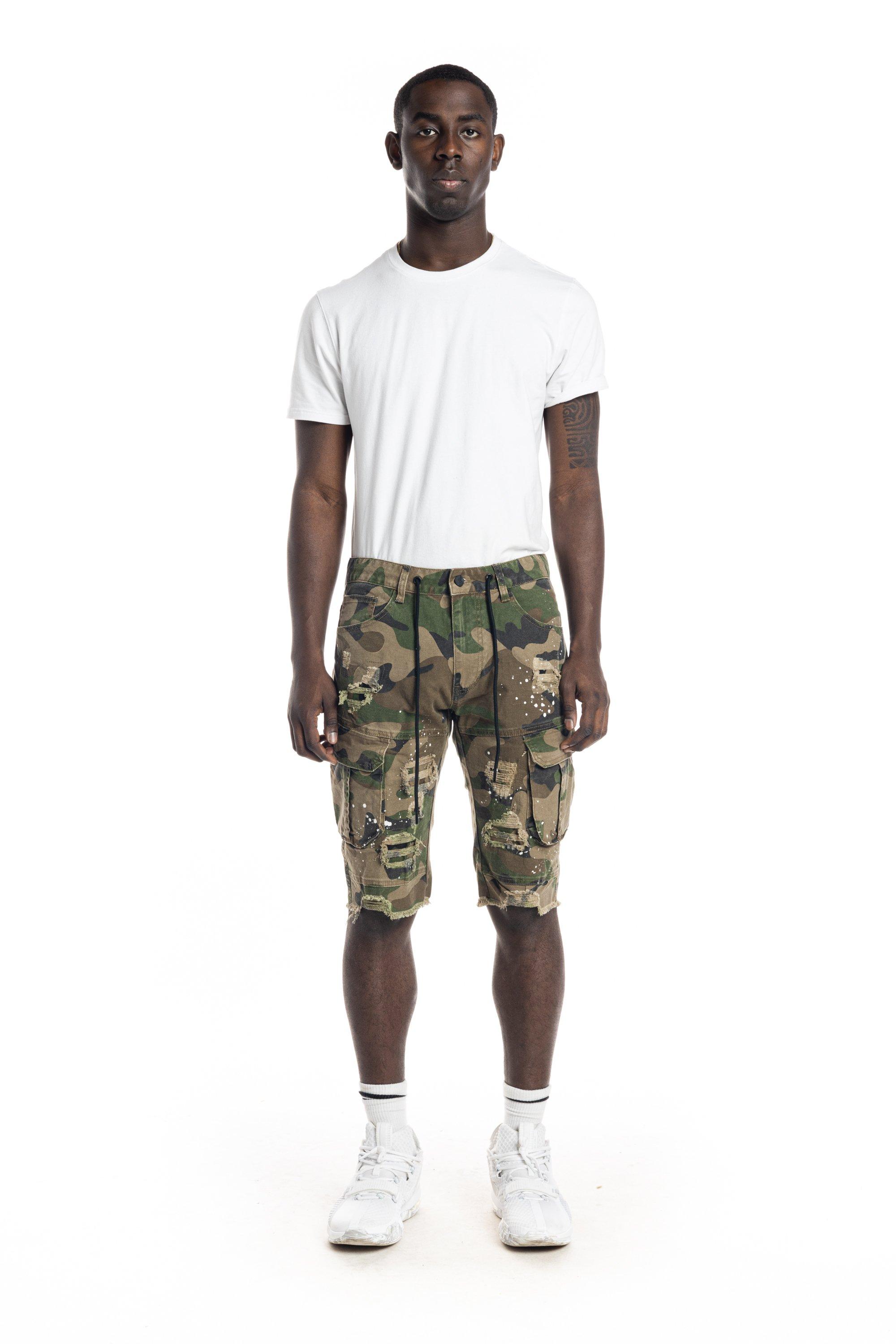 Grindhouse Men's Cargo Ripped Twill Shorts - Camo