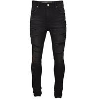 Grindhouse Men's Washed Extreme Ripped Slim Fit Denim Jeans - Black ...