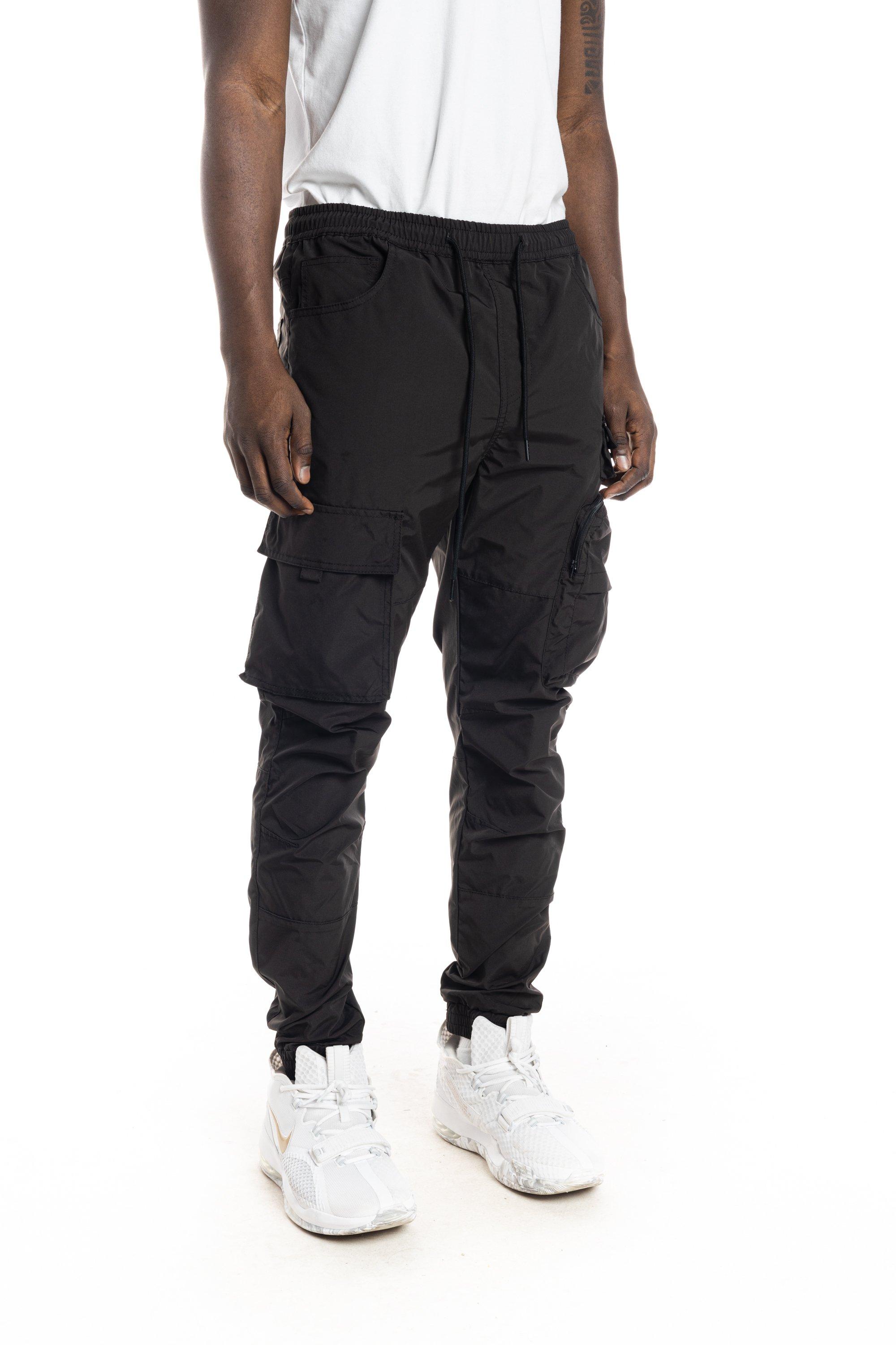 mens black nylon joggers