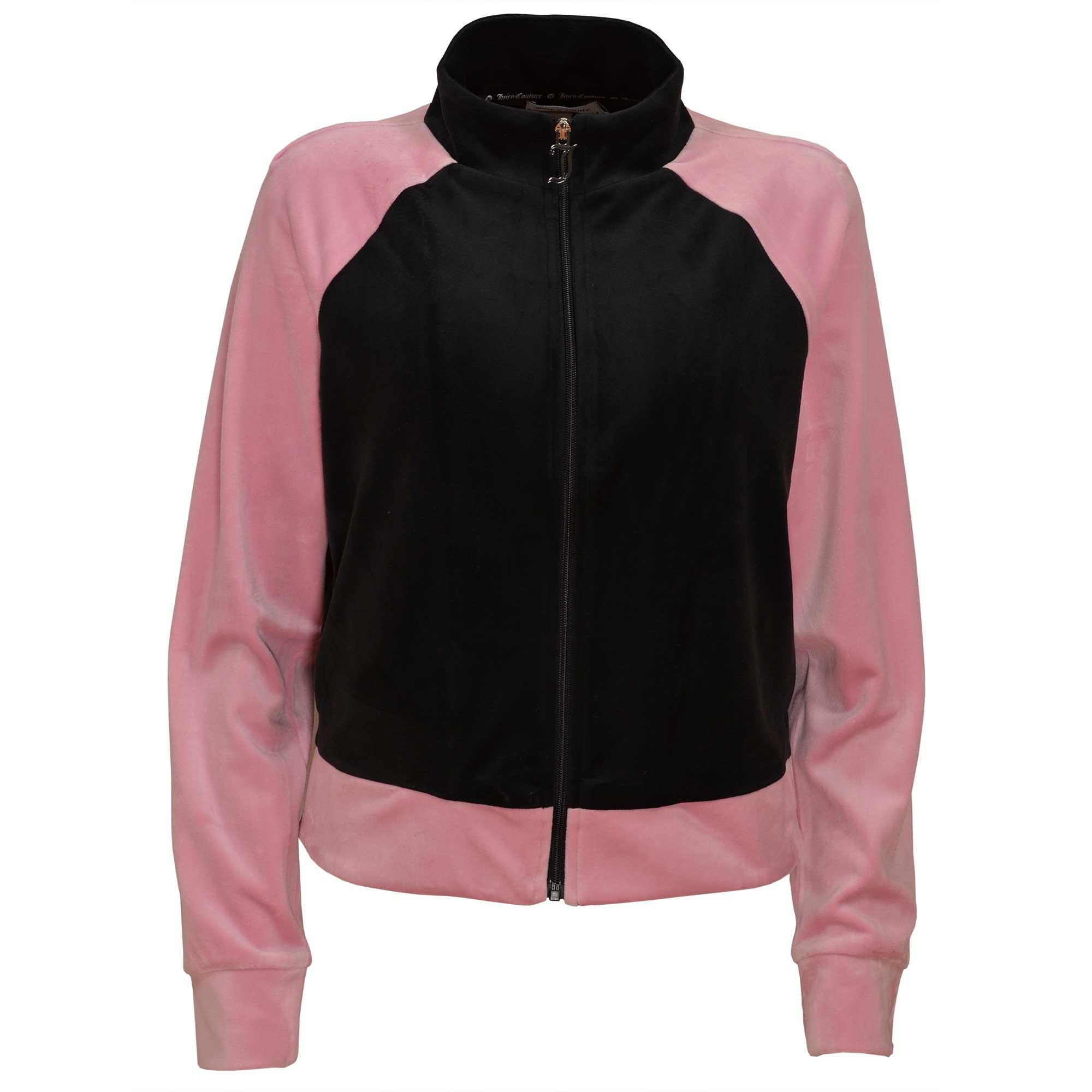 Juicy Couture Women's Colorblock Velour Track Jacket-Black/Pink