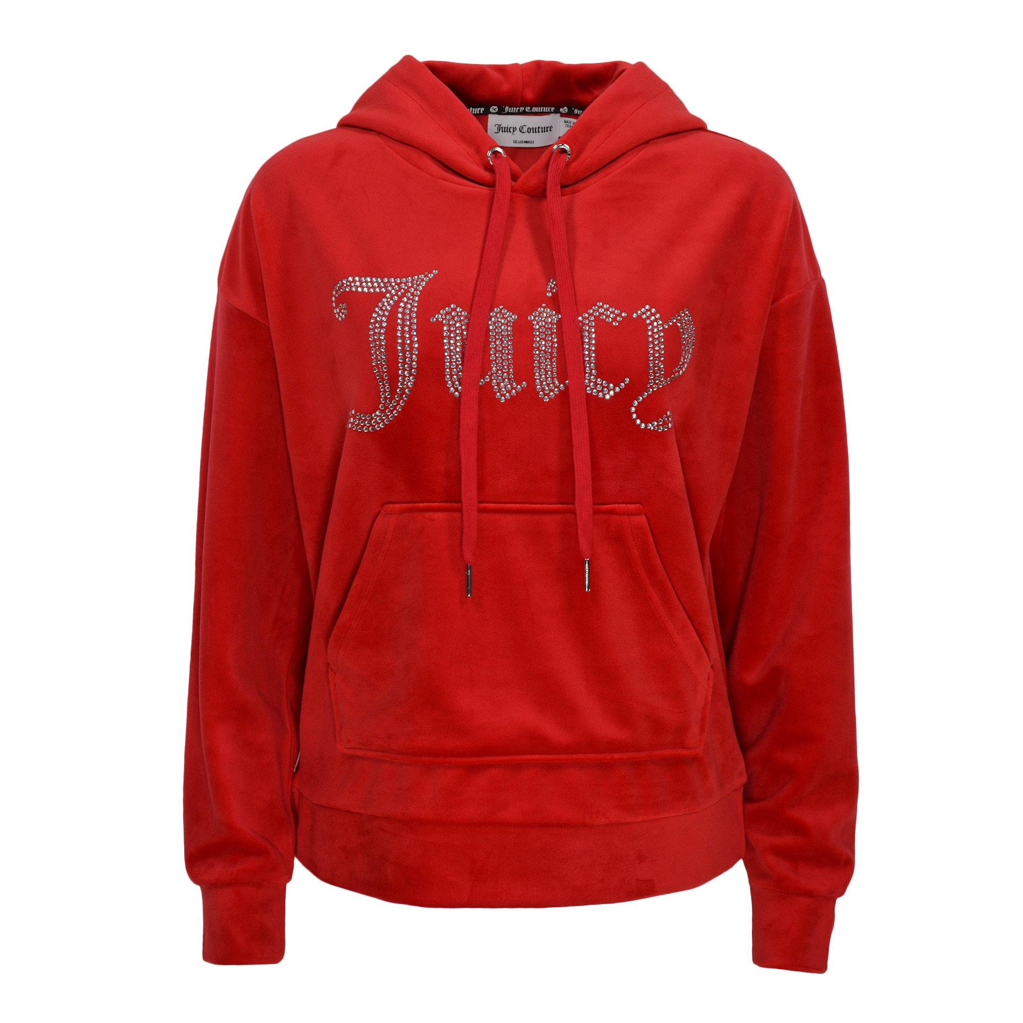 Juicy Couture Women's Velour Hoodie-Red - Hibbett | City Gear
