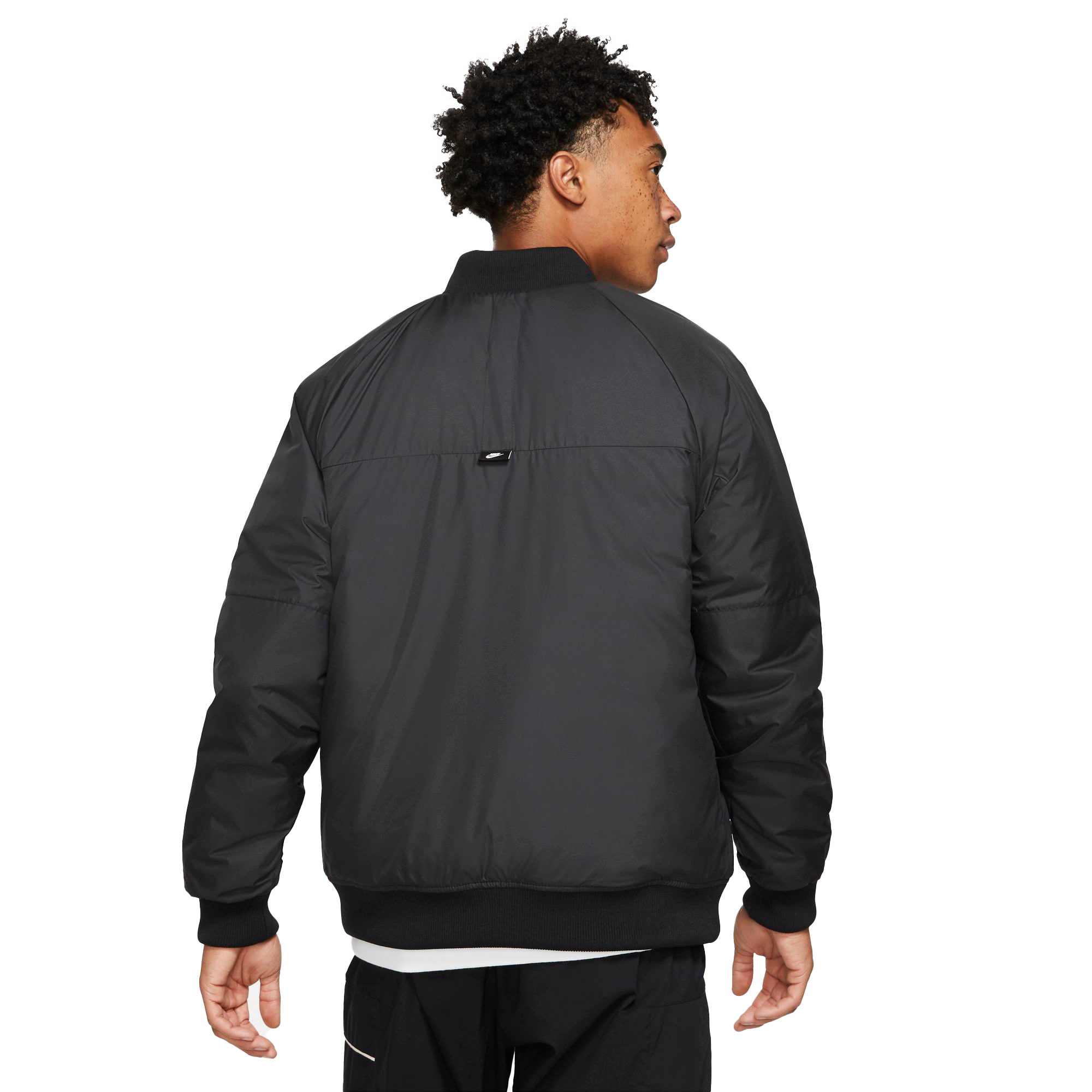 Nike Men's Sportswear Therma-FIT Legacy Reversible Bomber Jacket - BLACK/GREY Thumbnail View 2