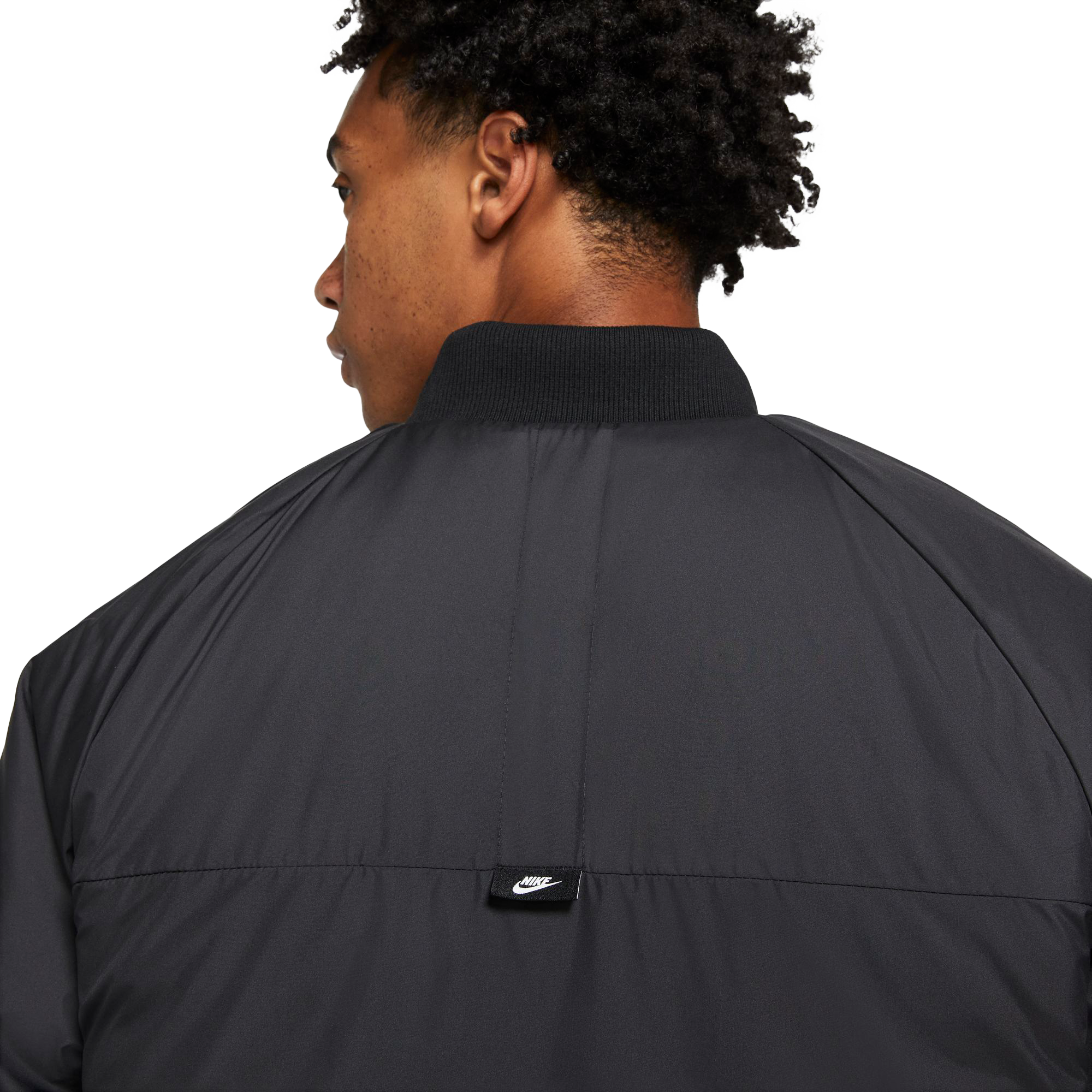 Nike Men's Sportswear Therma-FIT Legacy Reversible Bomber Jacket - BLACK/GREY Thumbnail View 4