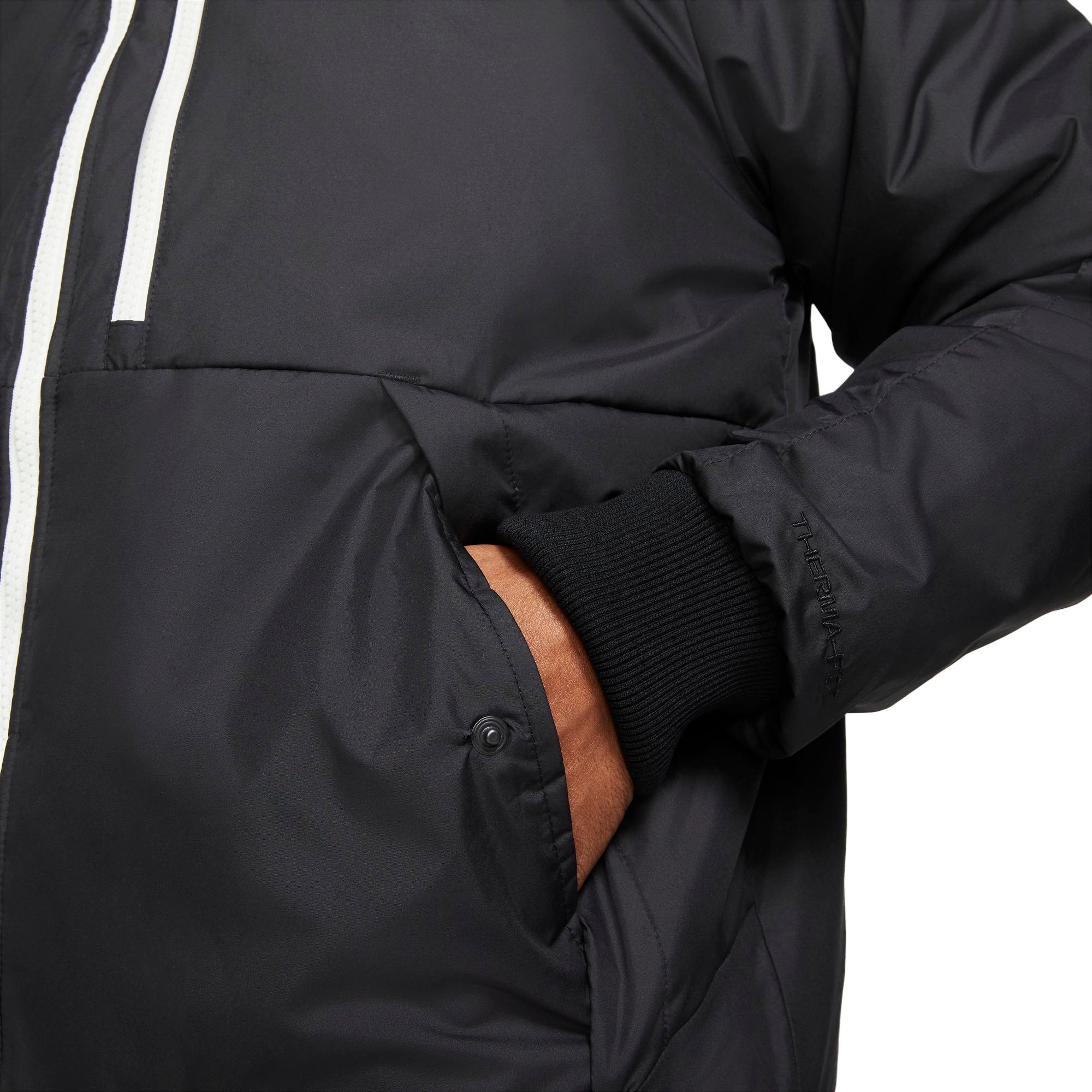 Nike Men's Sportswear Therma-FIT Legacy Reversible Bomber Jacket - BLACK/GREY Thumbnail View 5