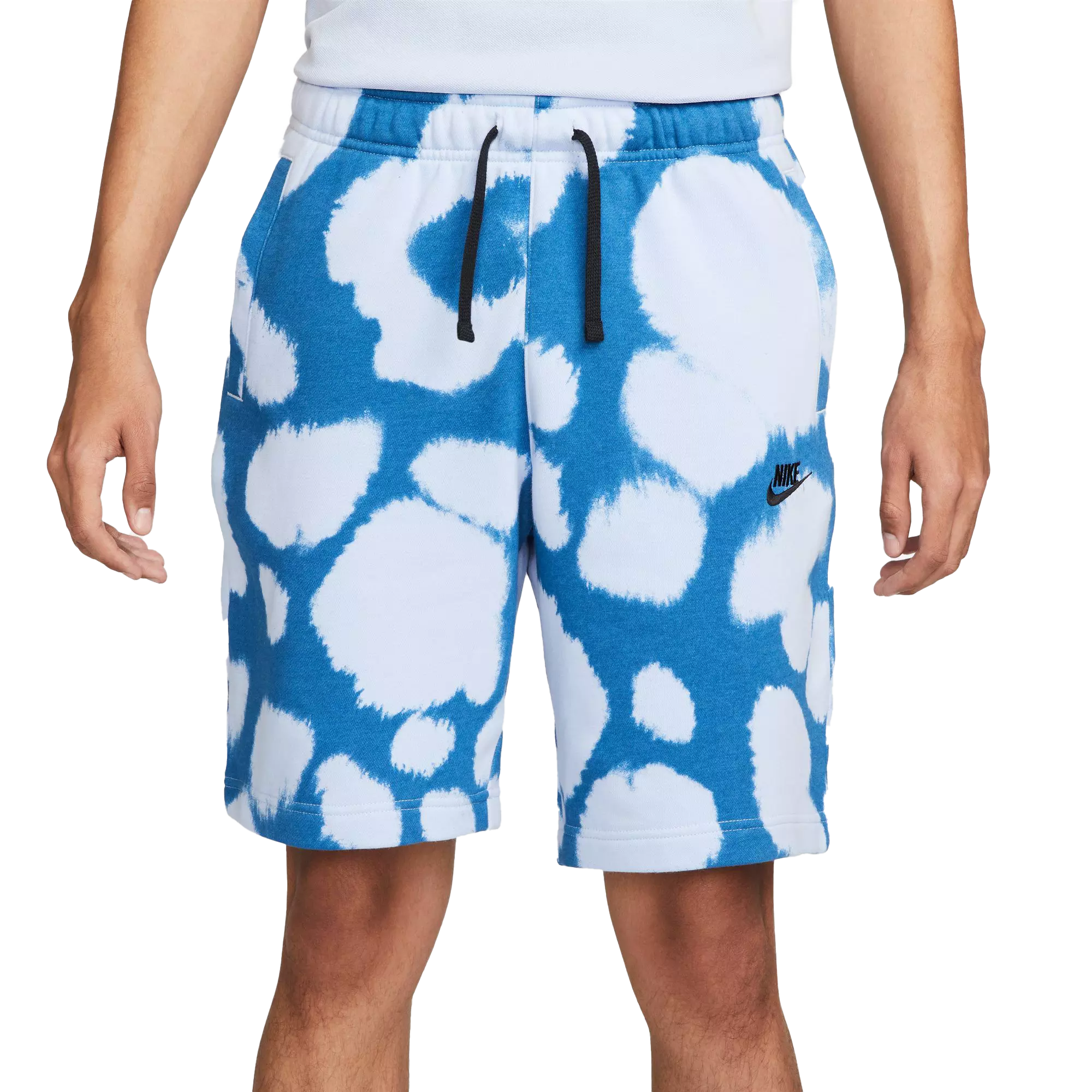 Nike Men's Sportswear Sport Essentials+ AOP French Terry Shorts-Blue/White - TEAL/BLACK