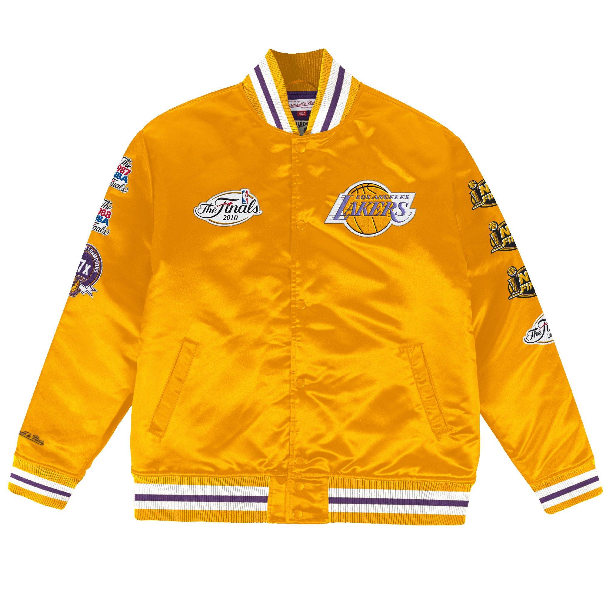 Mitchell & Ness Men's Los Angeles Lakers Champ City Patches Satin Jacket