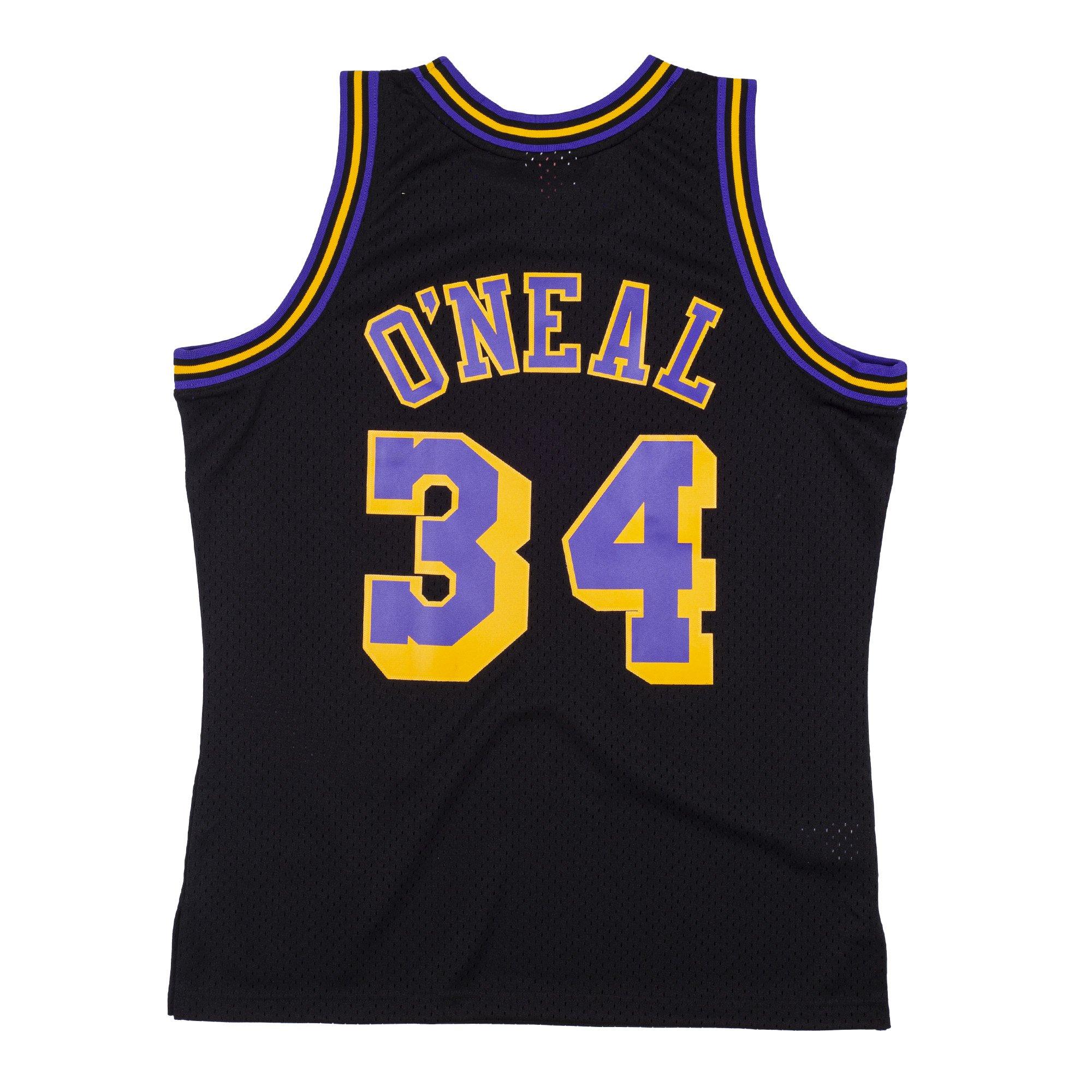 Men's Mitchell & Ness Shaquille O'Neal Black Los Angeles Lakers Reload Name  & Number T-Shirt