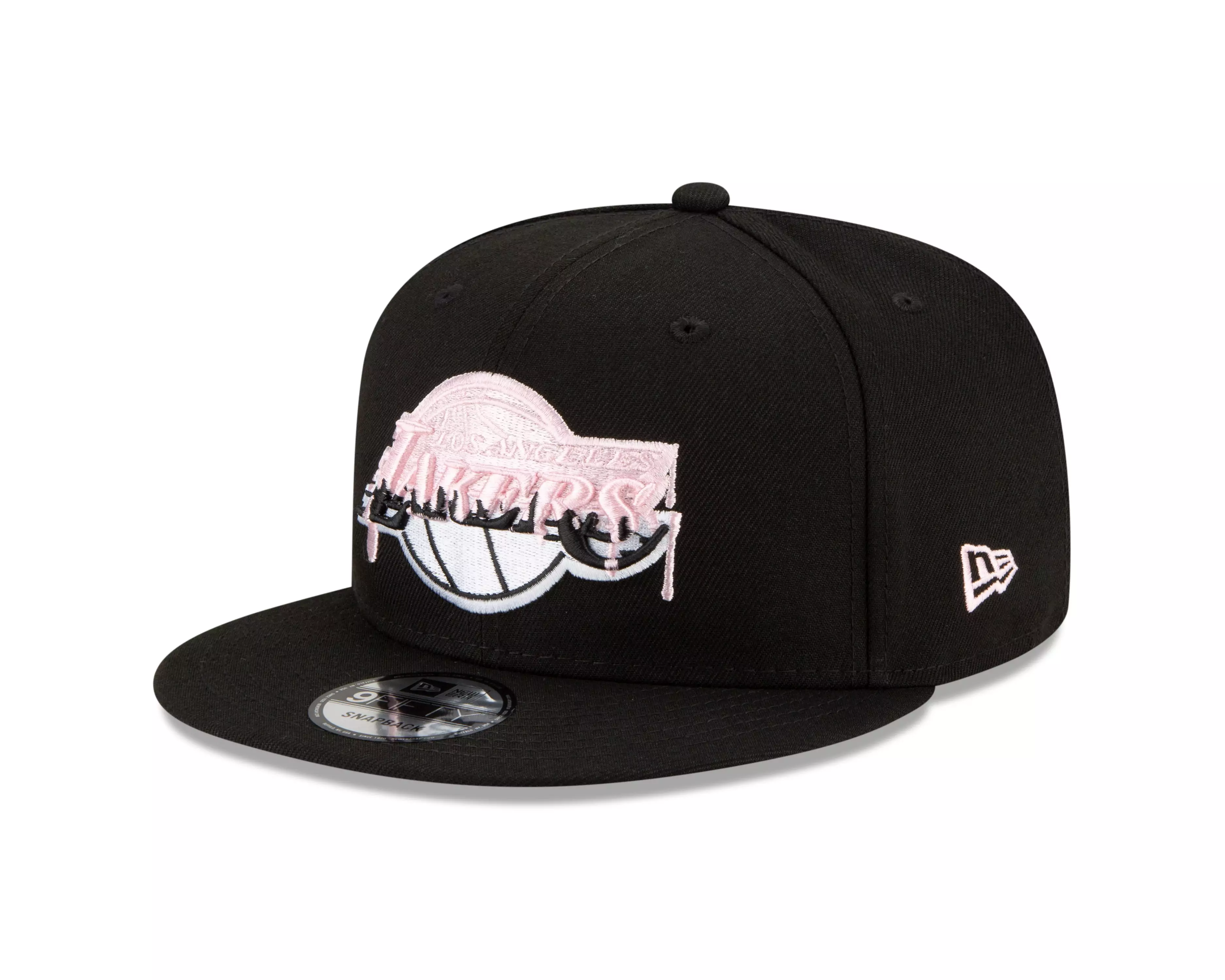 New Era Los Angeles Lakers Pink Drip Logo 9FIFTY Snapback Hat - BLACK