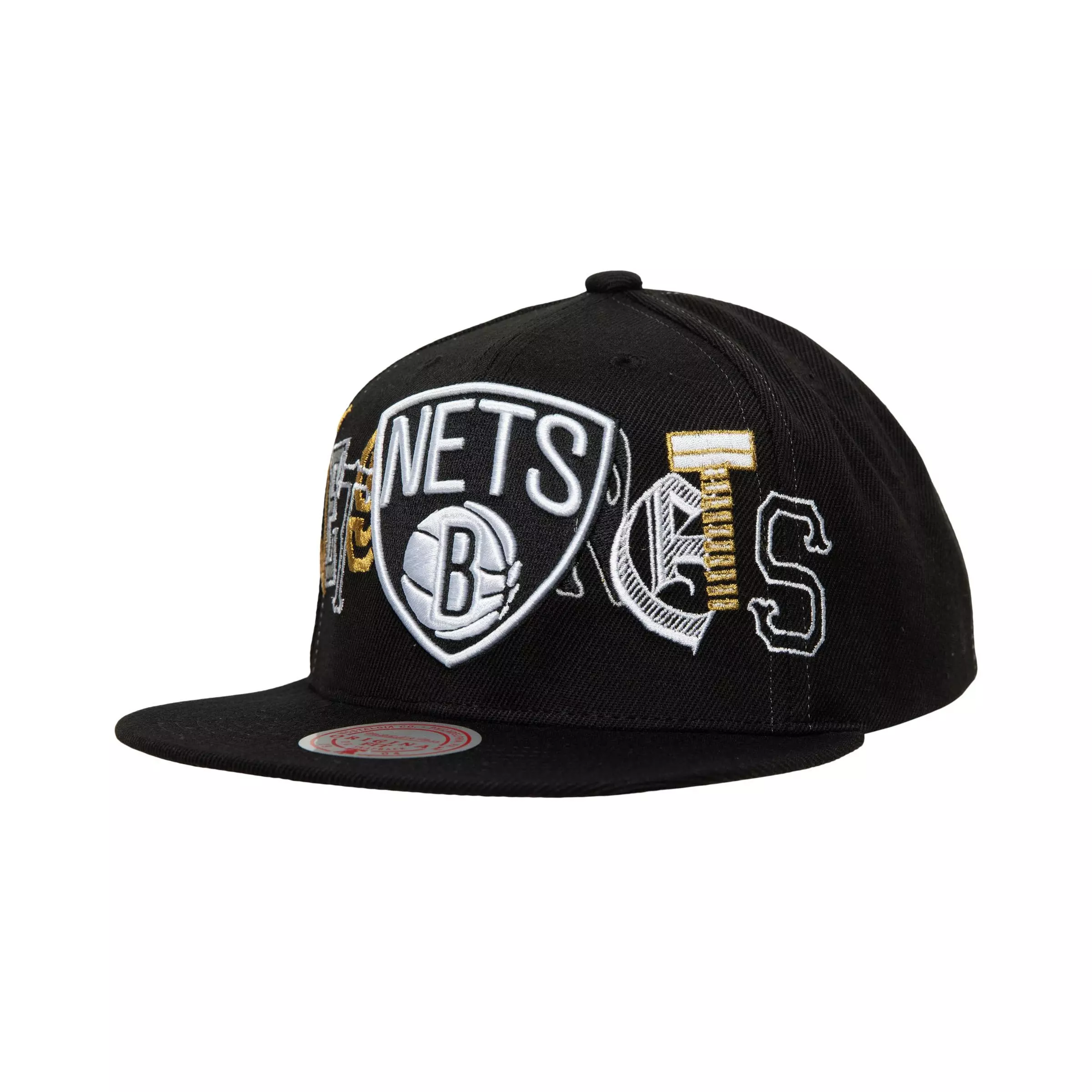 Mitchell & Ness Brooklyn Nets Hype Type Black Snapback Hat - BLACK/WHITE
