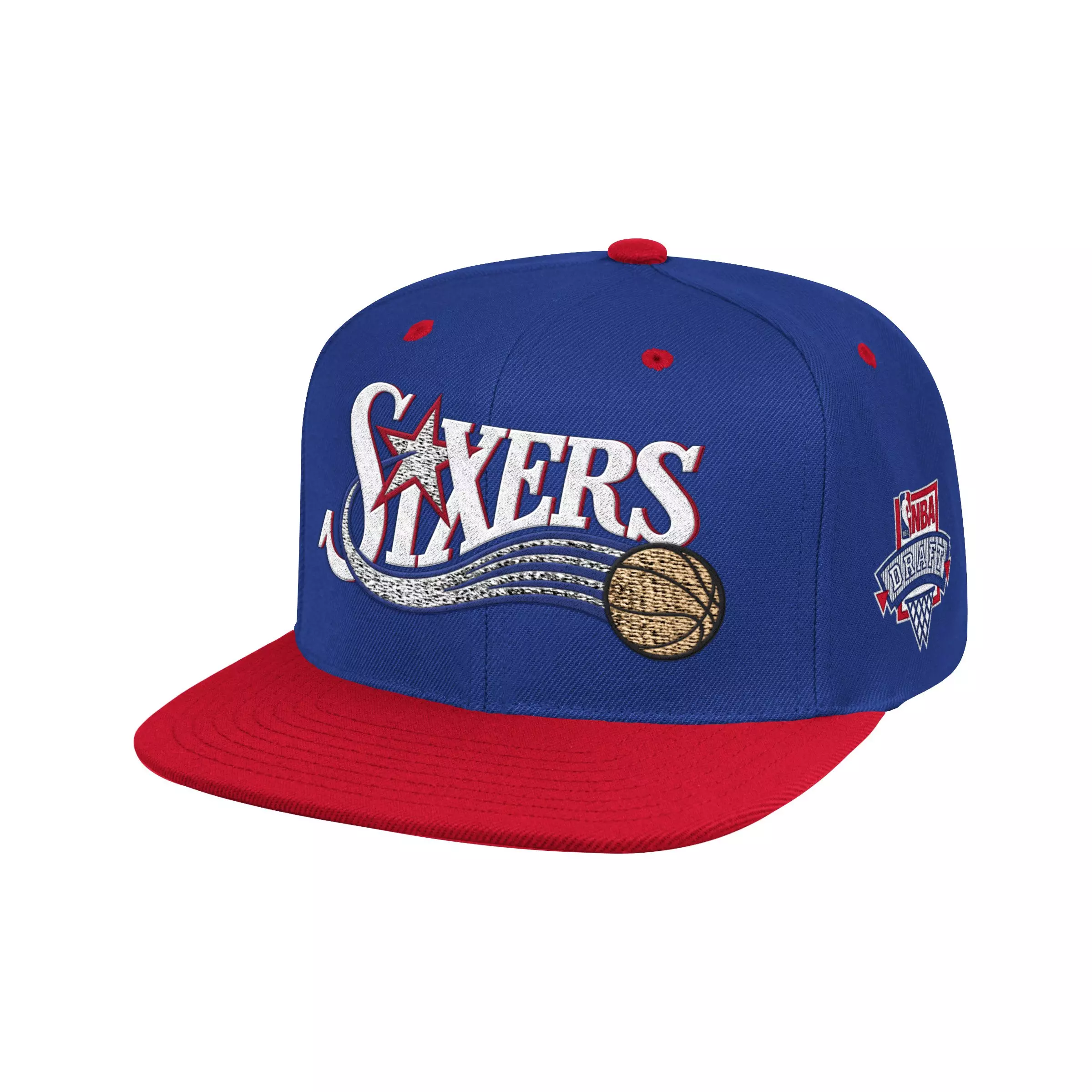 Mitchell & Ness Philadelphia 76ers Lotto Pick Snapback Hat - ROYAL/RED