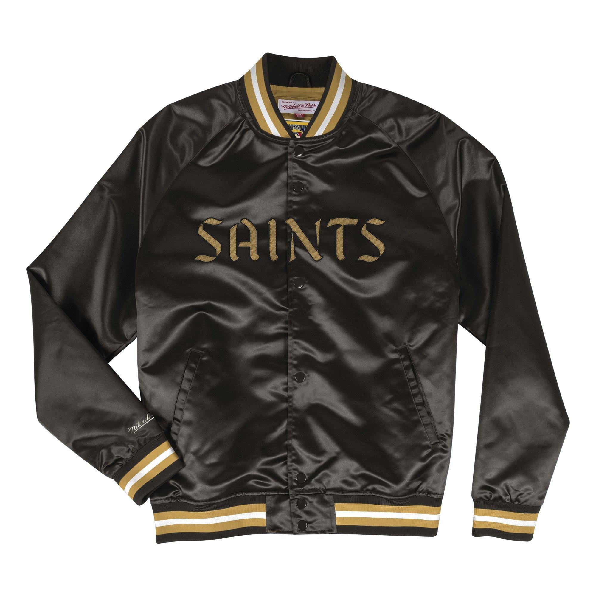 Mitchell & Ness New Orleans Saints Lightweight Satin Jacket - Hibbett