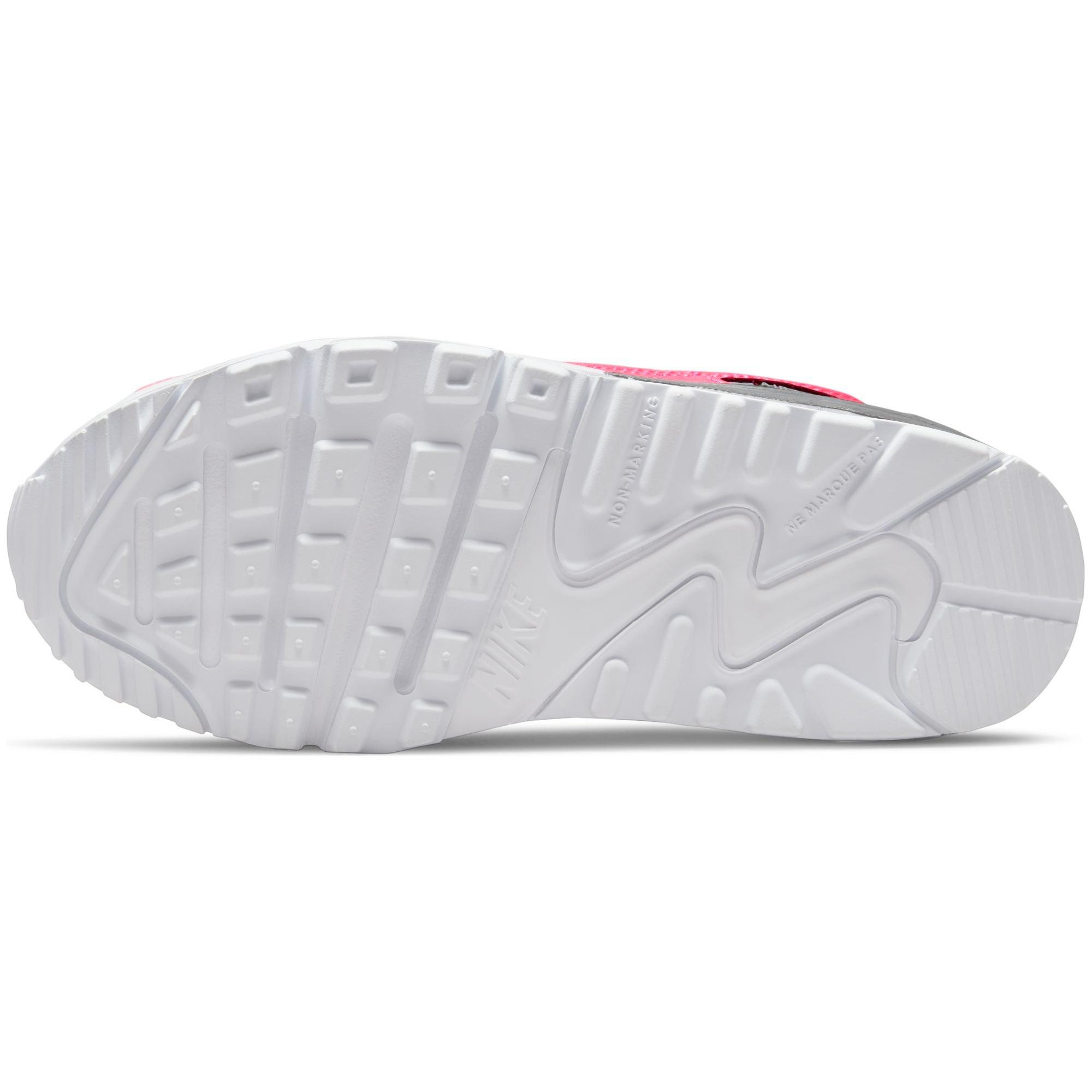 Nike Air Max 90 "White/Laser Orange/Black/Hyper Pink" Preschool Girls' Shoe - WHITE/PINK/BLACK Thumbnail View 10