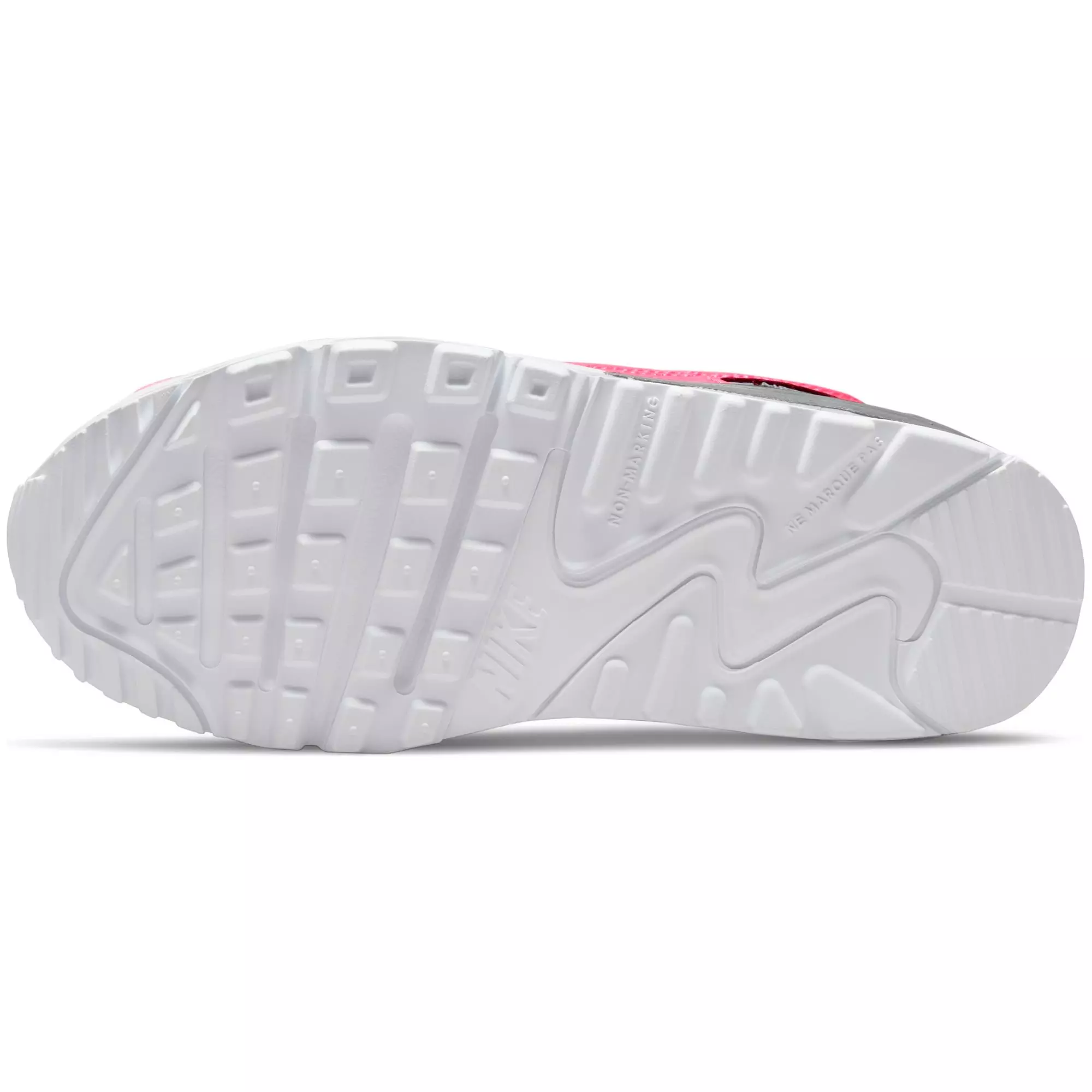 Nike Air Max 90 "White/Laser Orange/Black/Hyper Pink" Preschool Girls' Shoe - WHITE/PINK/BLACK