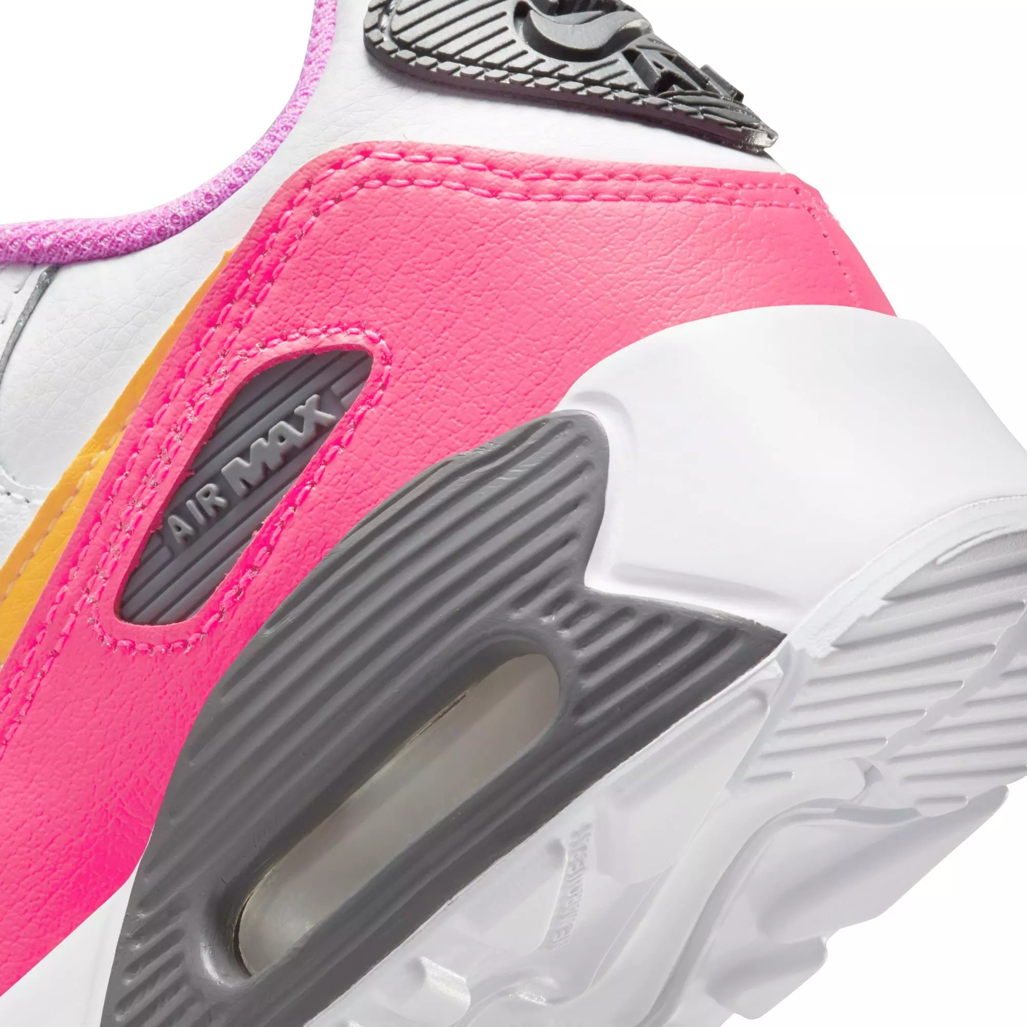 Nike Air Max 90 "White/Laser Orange/Black/Hyper Pink" Preschool Girls' Shoe - WHITE/PINK/BLACK
