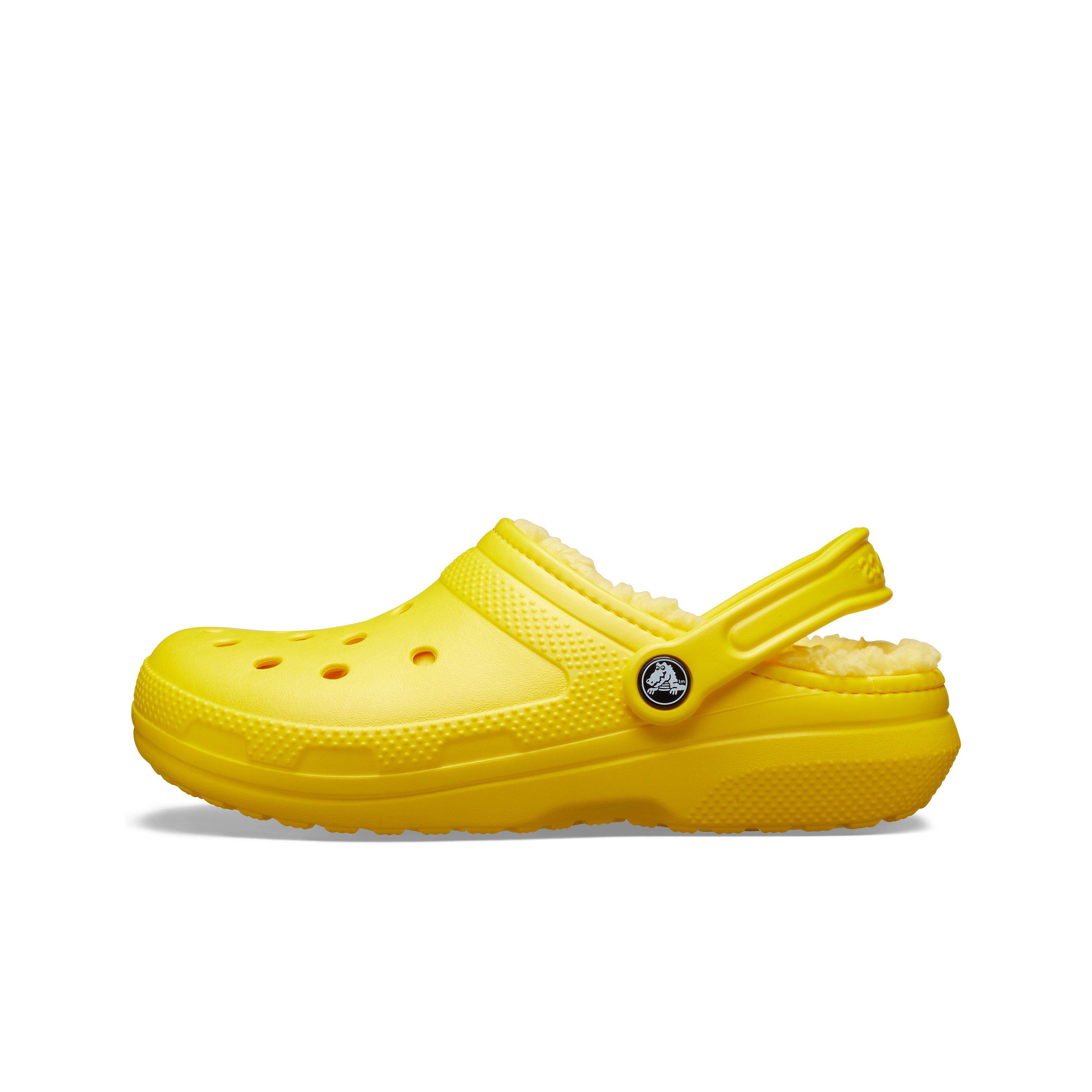 Yellow fuzz lined on sale crocs