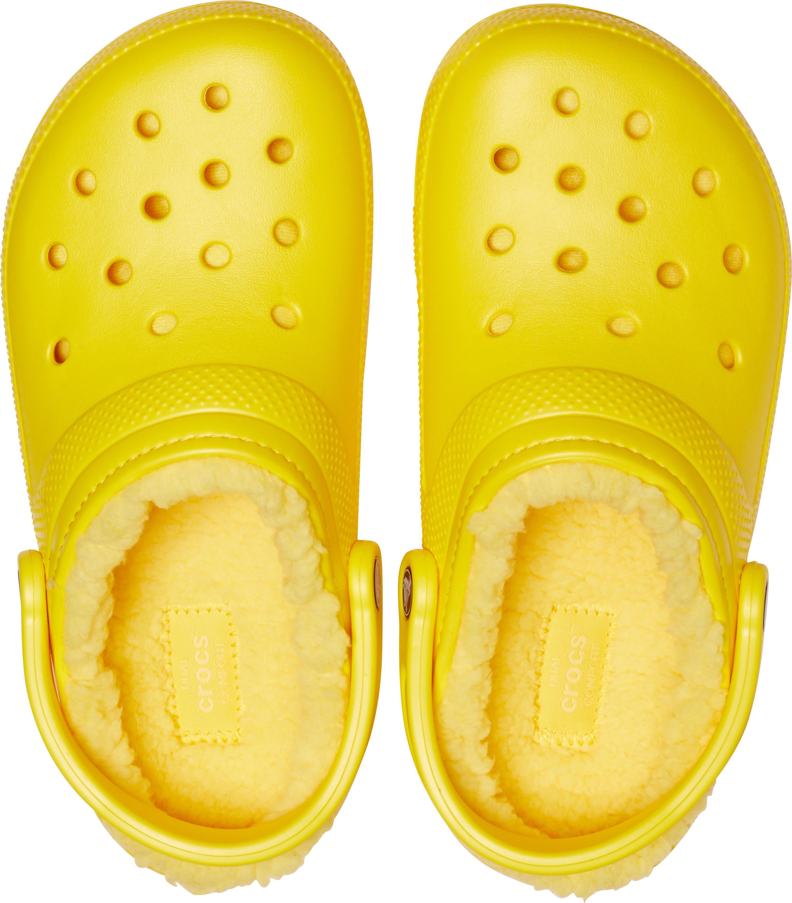 Yellow fluffy crocs new arrivals