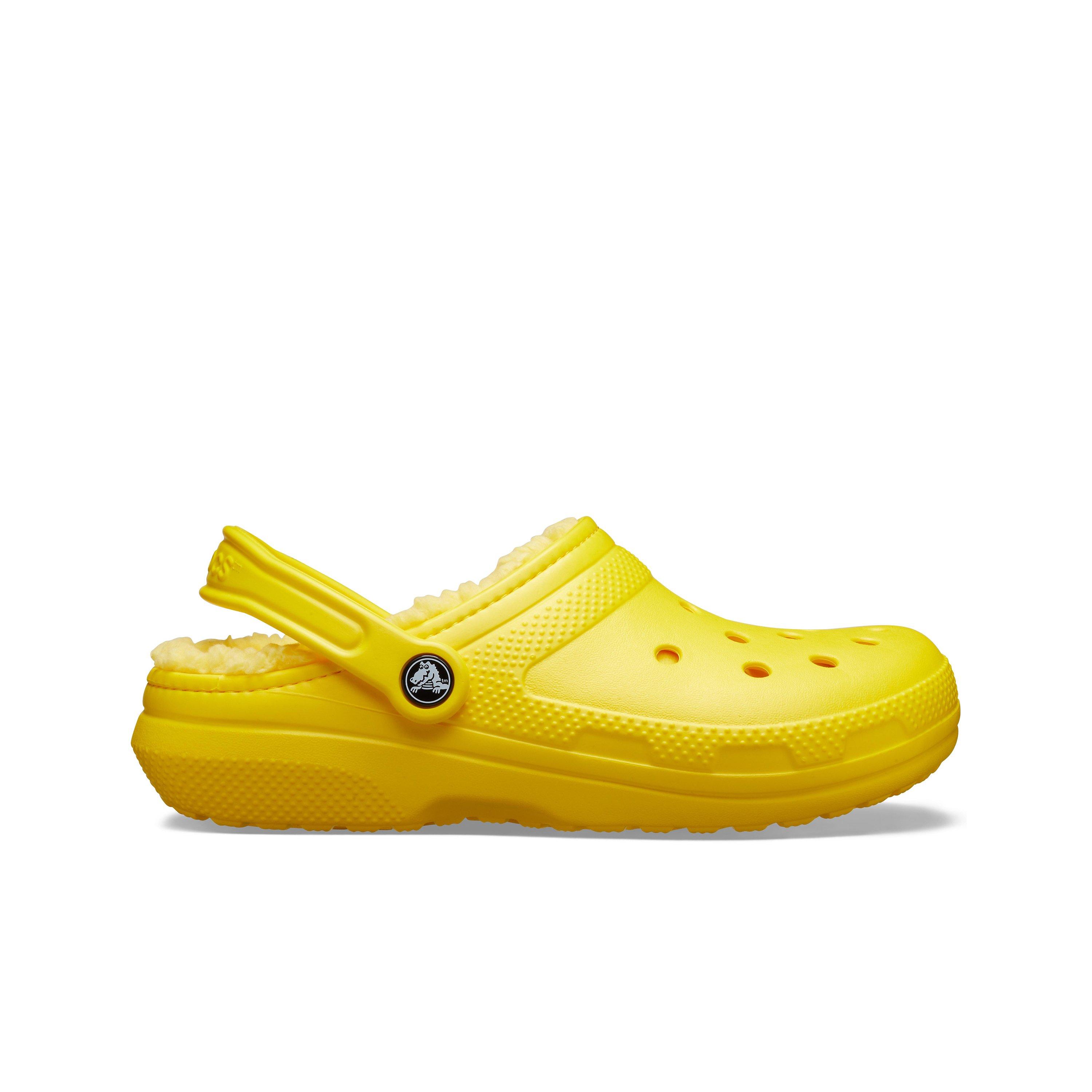 Yellow fur shop crocs