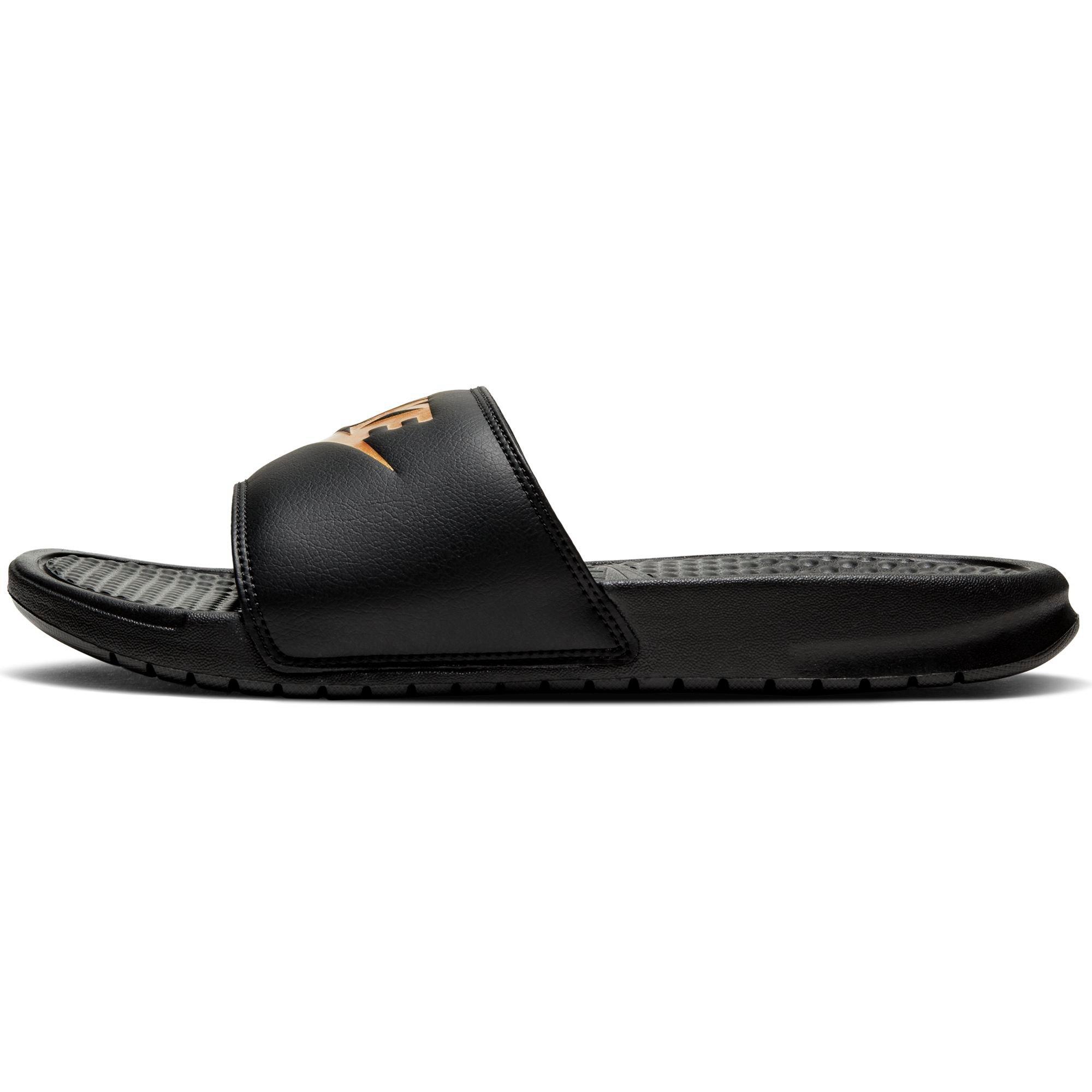 Nike benassi slides black and outlet gold