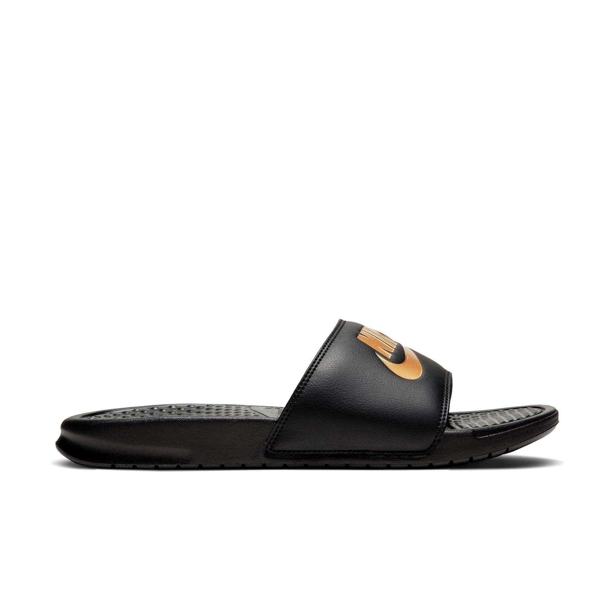 Black and best sale gold nike sliders