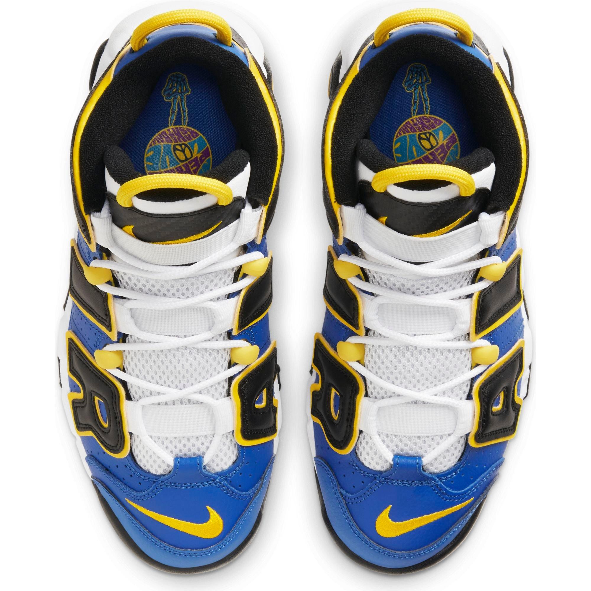 nike uptempo blue yellow