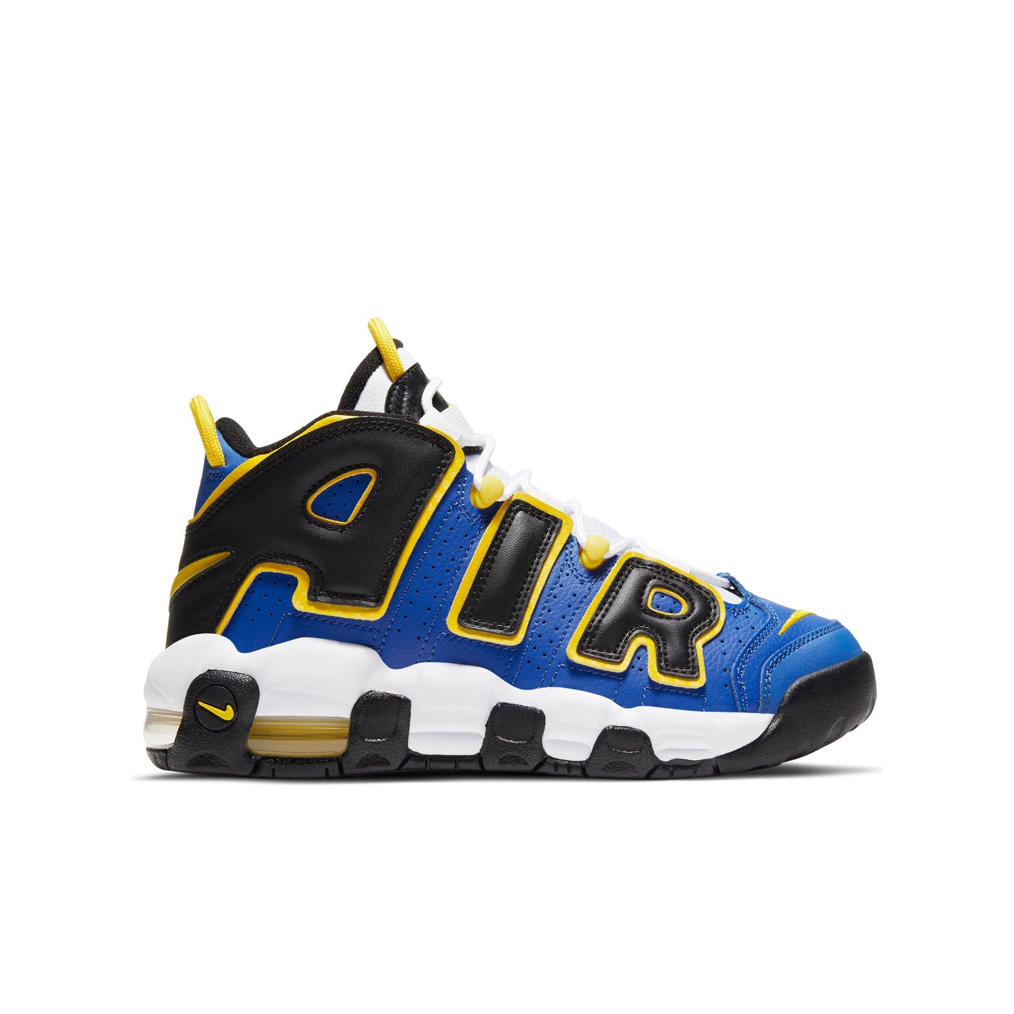 nike uptempo blue and yellow