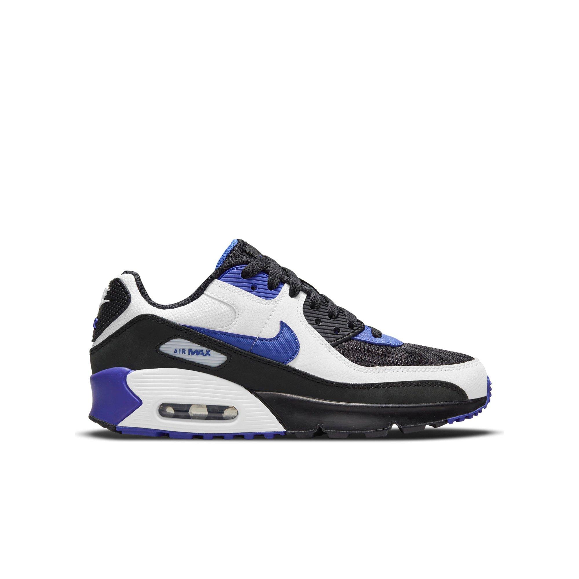 Air max 90 leather on sale black/white/violet grade school kids' shoe