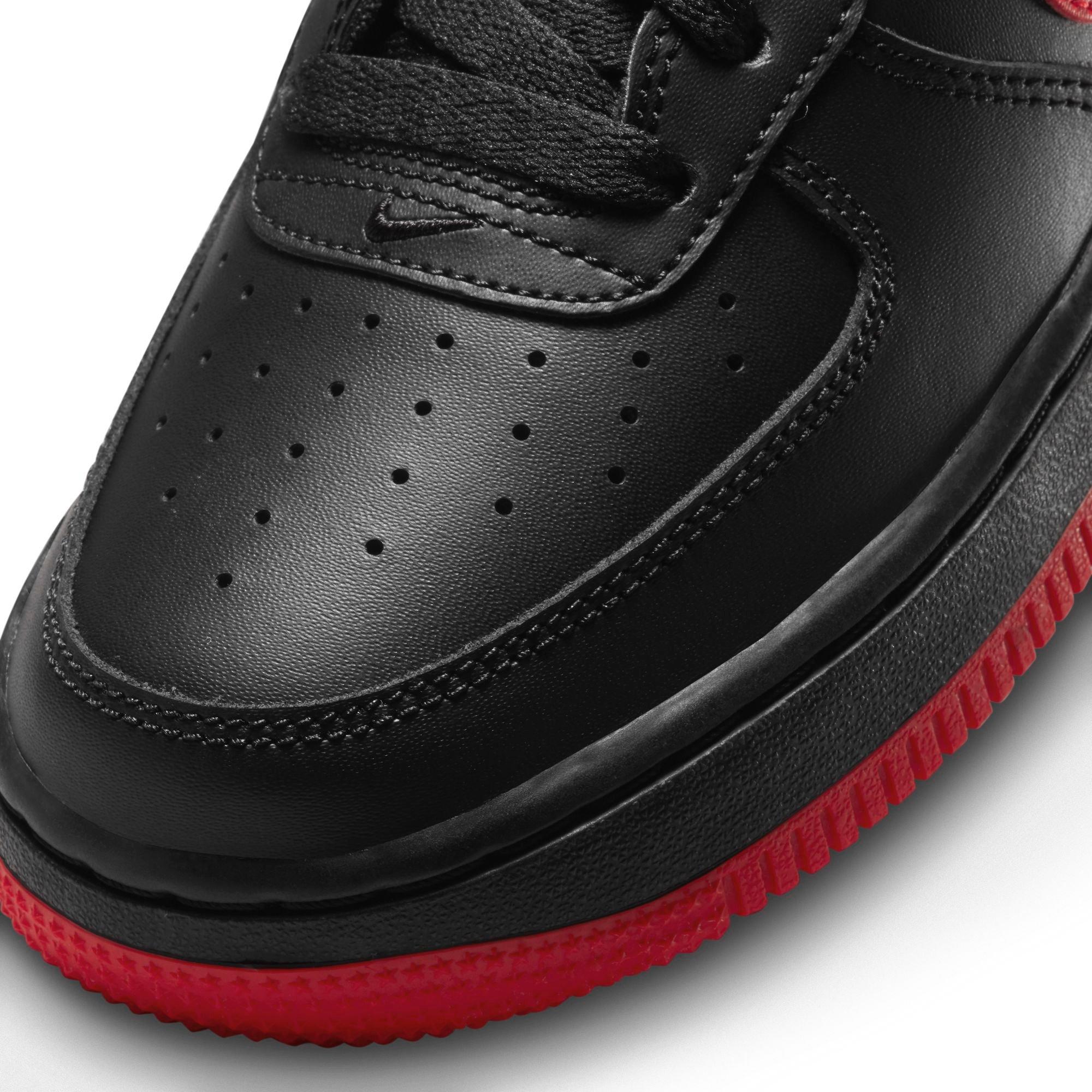 Nike Air Force 1 Black/University Red Grade School Boys' Shoe - Hibbett